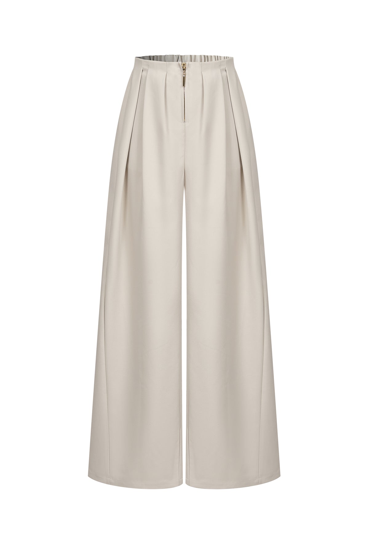 Draped Twill Wide Pants