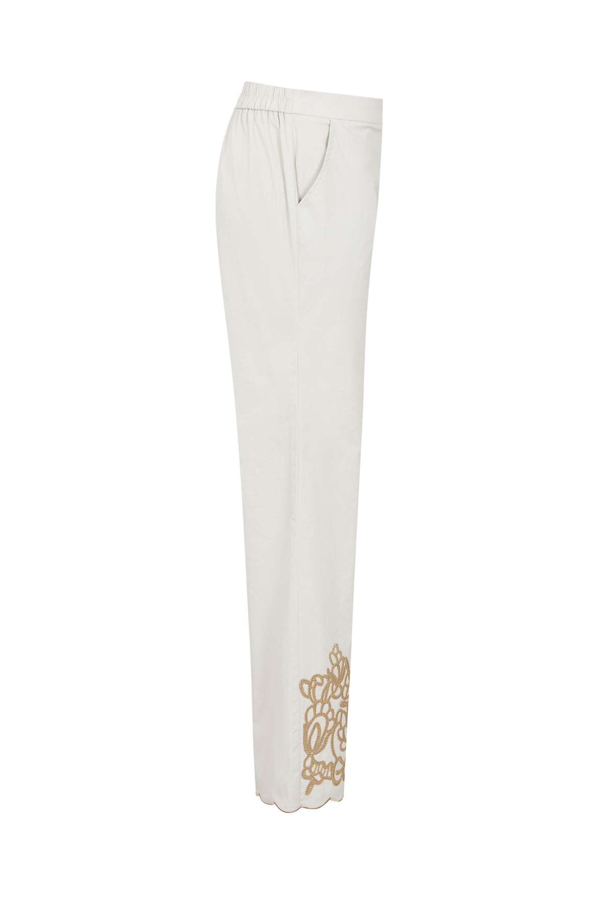 Embroidered Poplin Palazzo