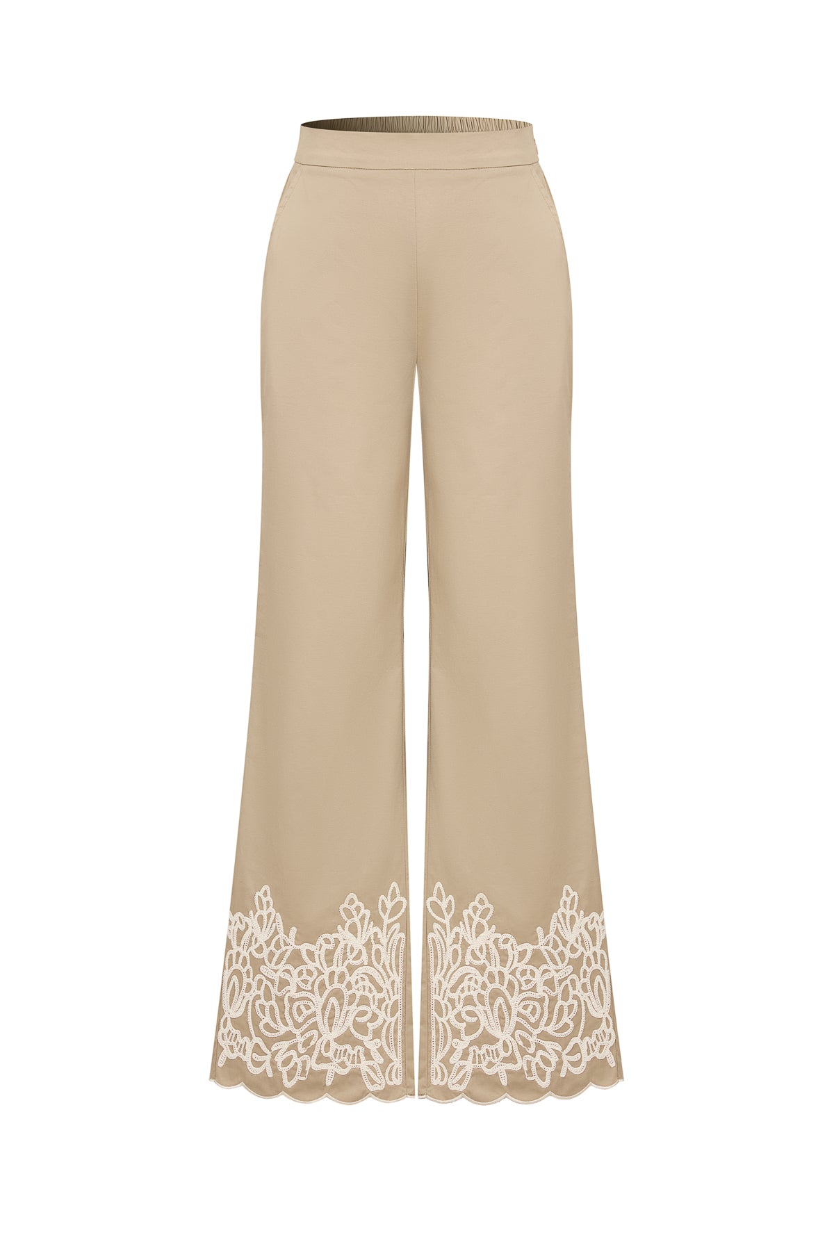 Embroidered Poplin Palazzo