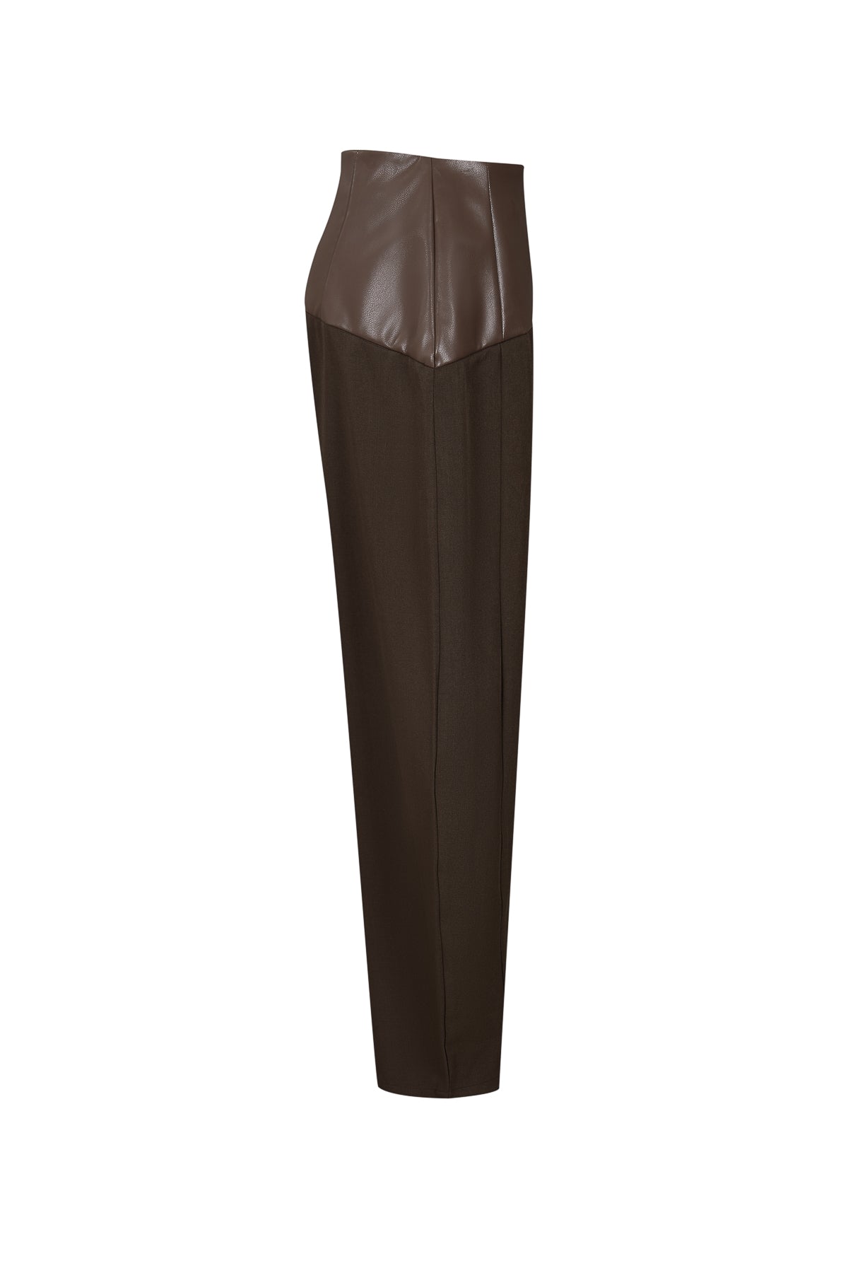 Leather Mix Twill Balloon Pants