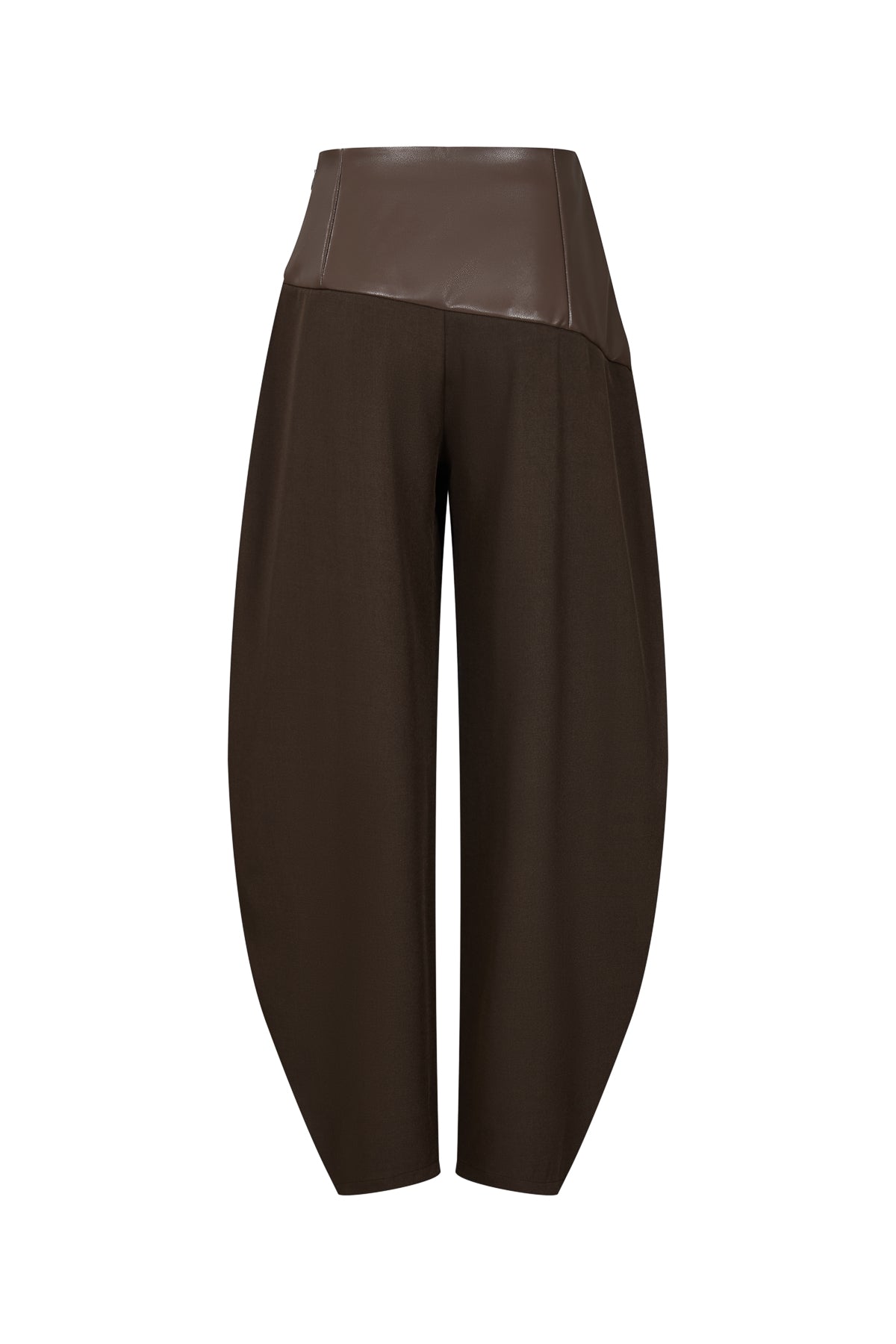 Leather Mix Twill Balloon Pants