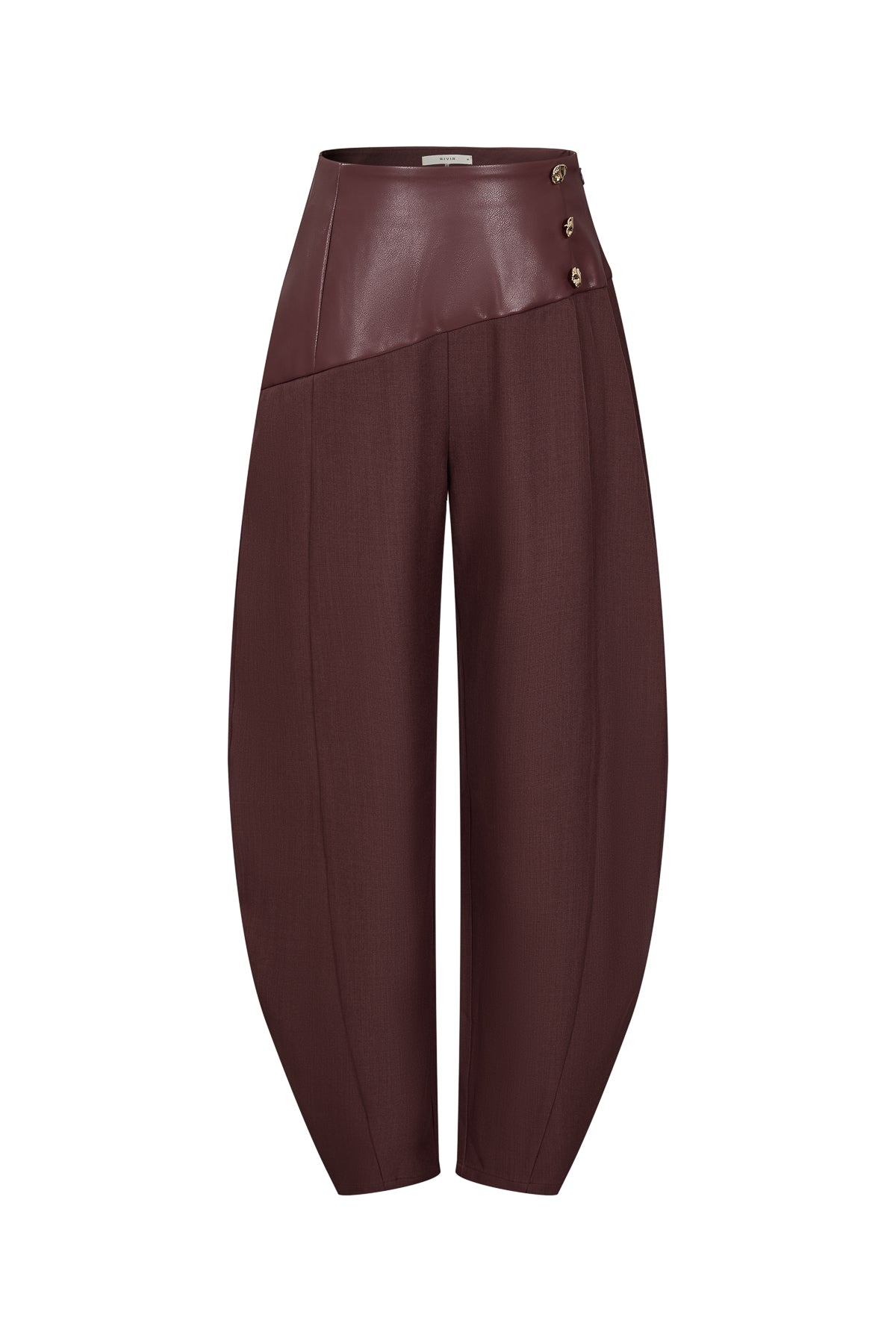 Leather Mix Twill Balloon Pants