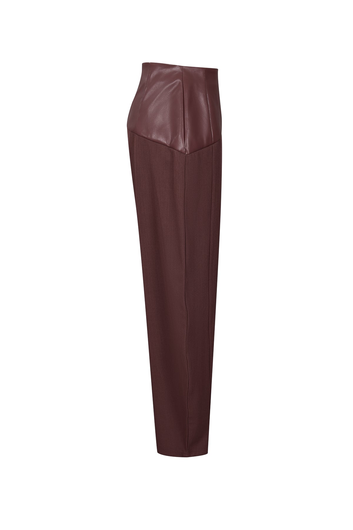 Leather Mix Twill Balloon Pants