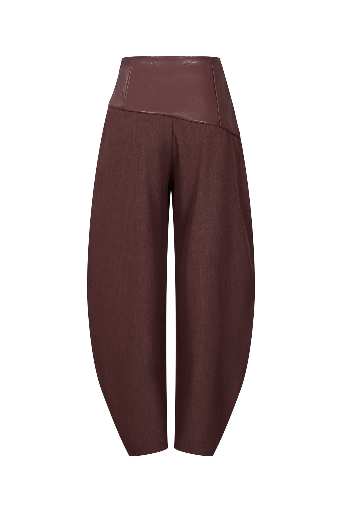 Leather Mix Twill Balloon Pants