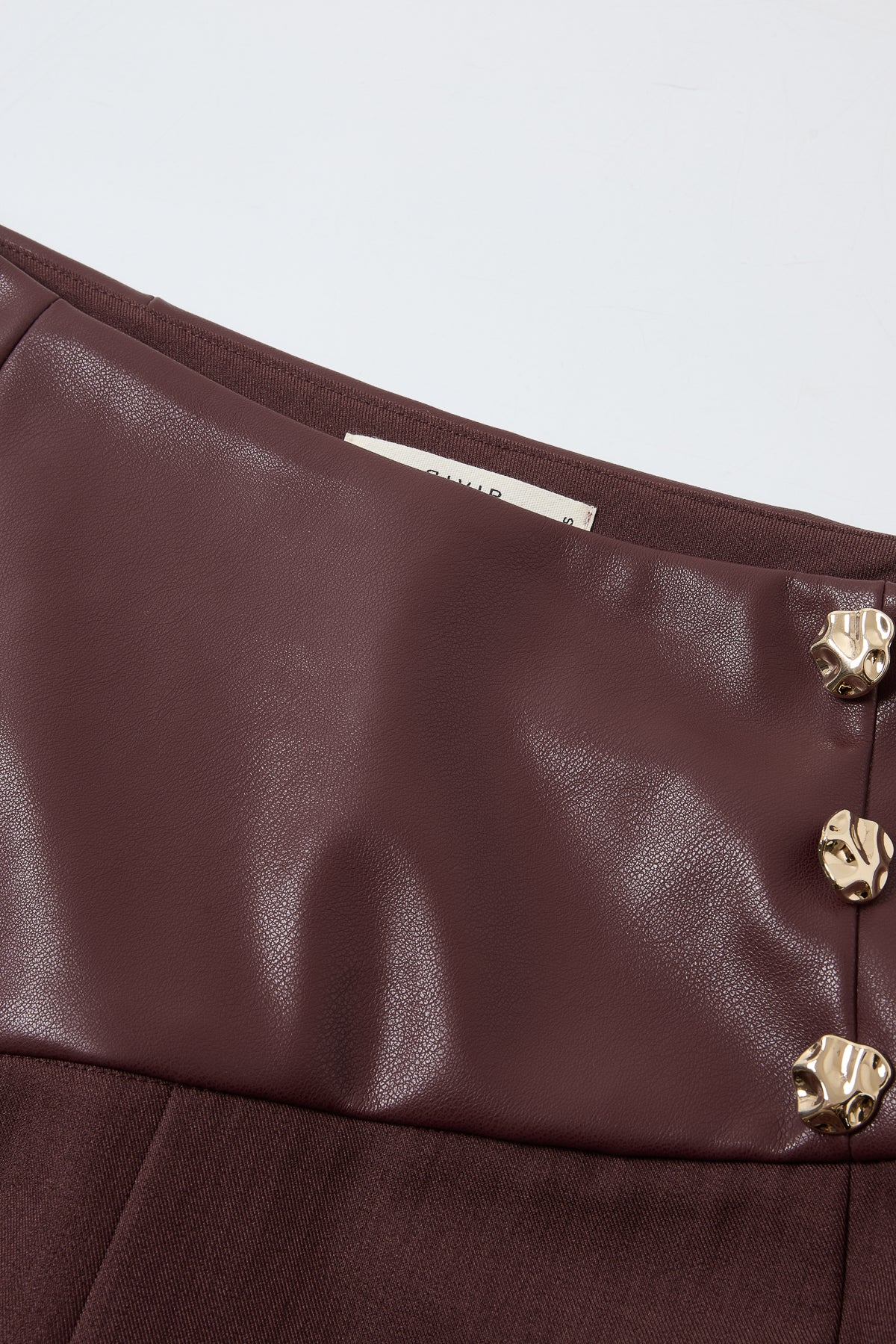Leather Mix Twill Balloon Pants
