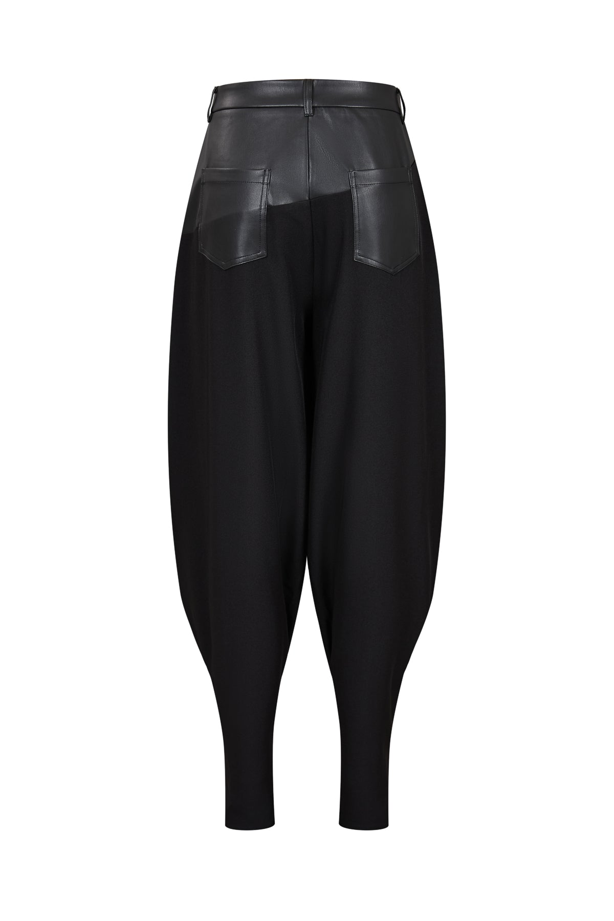 Leather Mix Barrel Pants