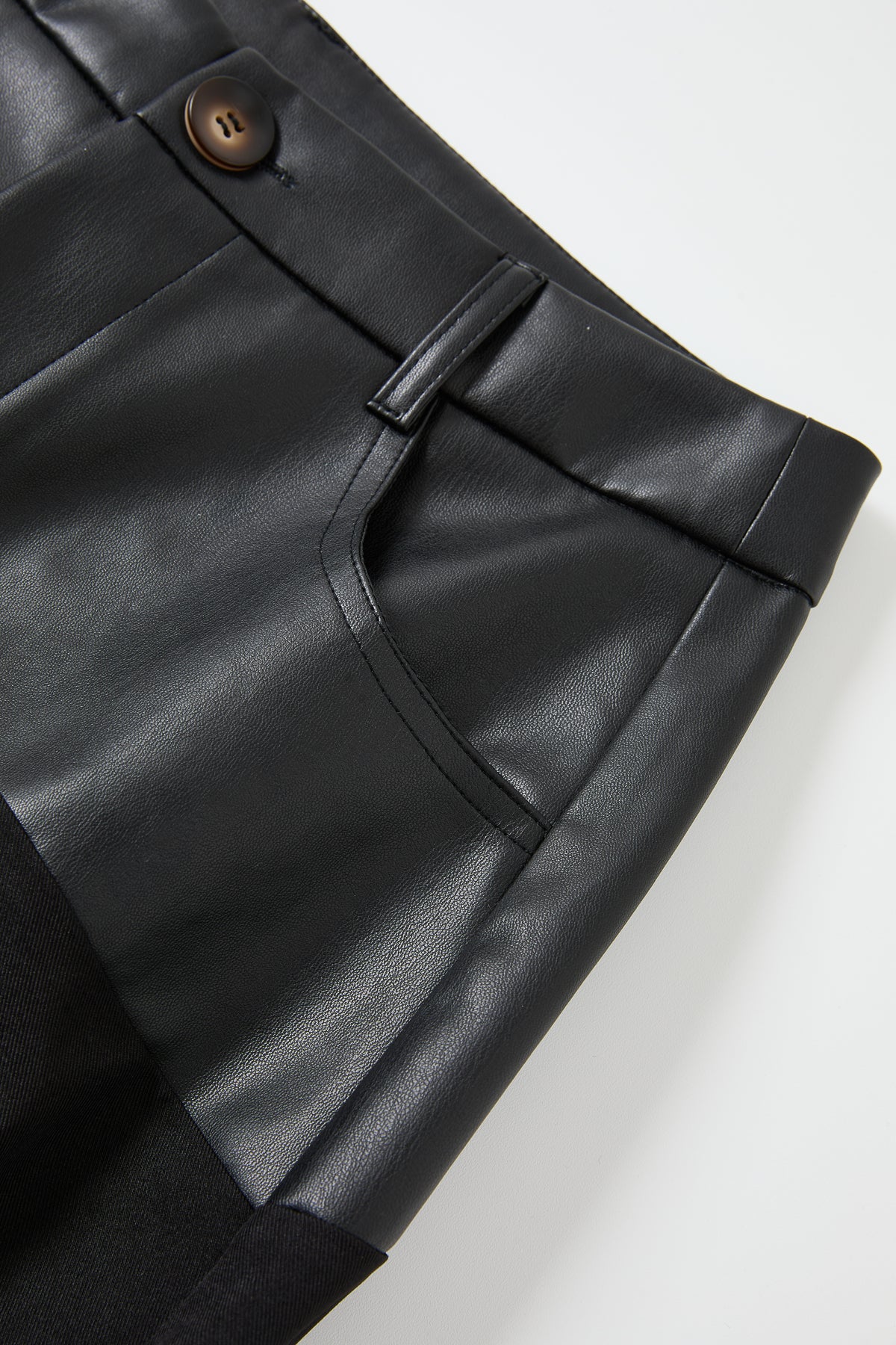 Leather Mix Barrel Pants