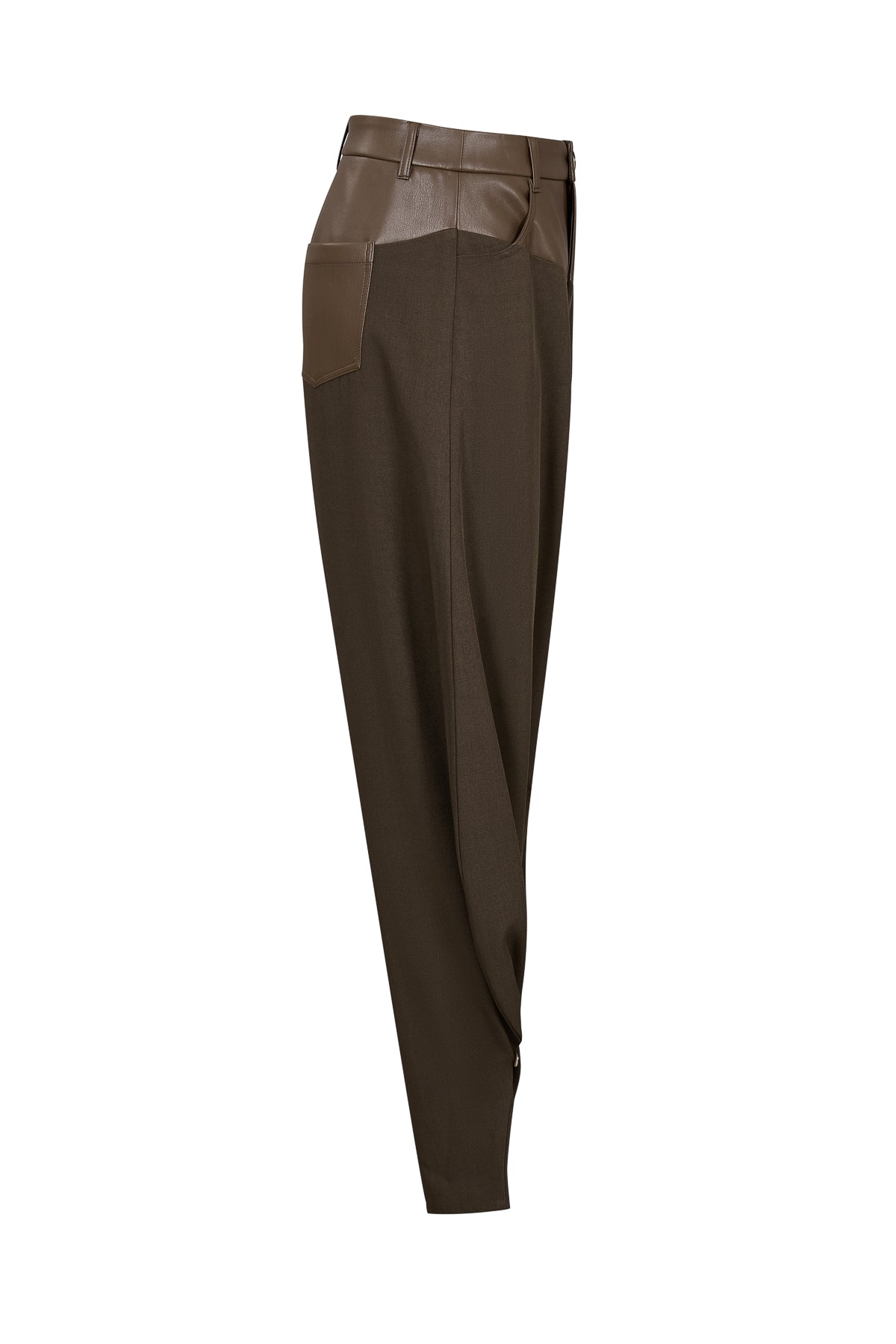 Leather Mix Barrel Pants