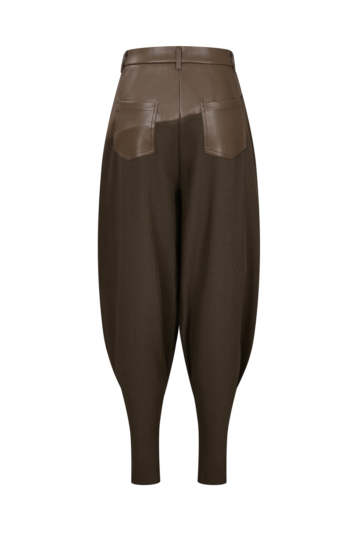 Leather Mix Barrel Pants