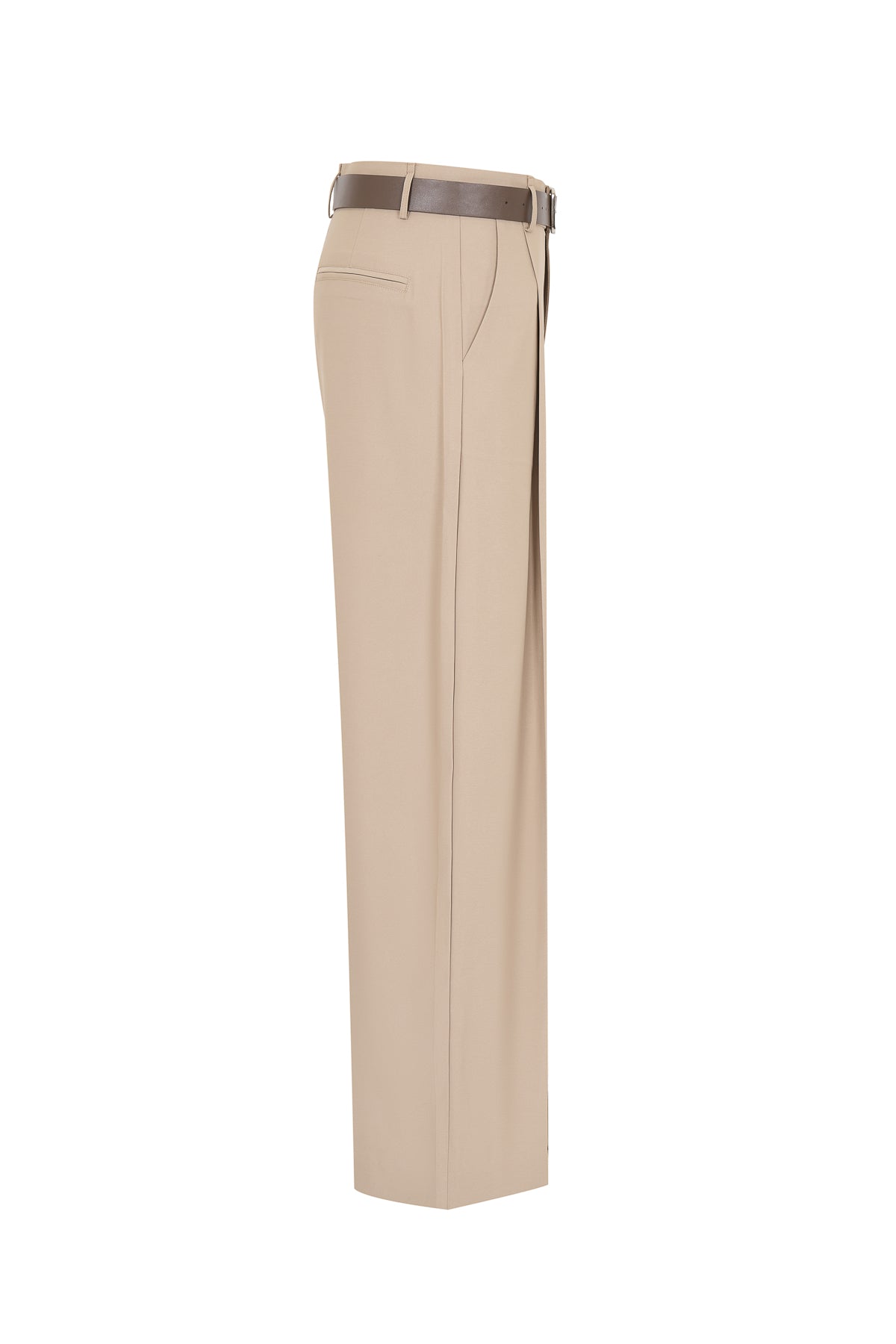 Belted Twill Loose Pants
