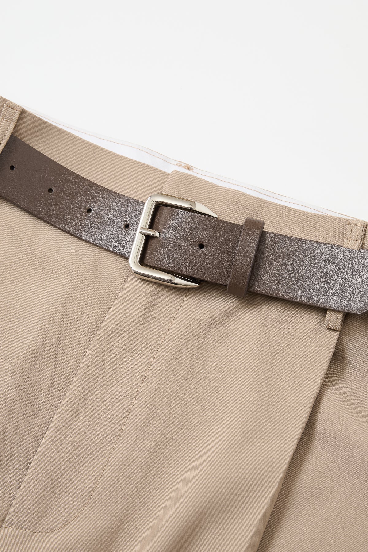 Belted Twill Loose Pants