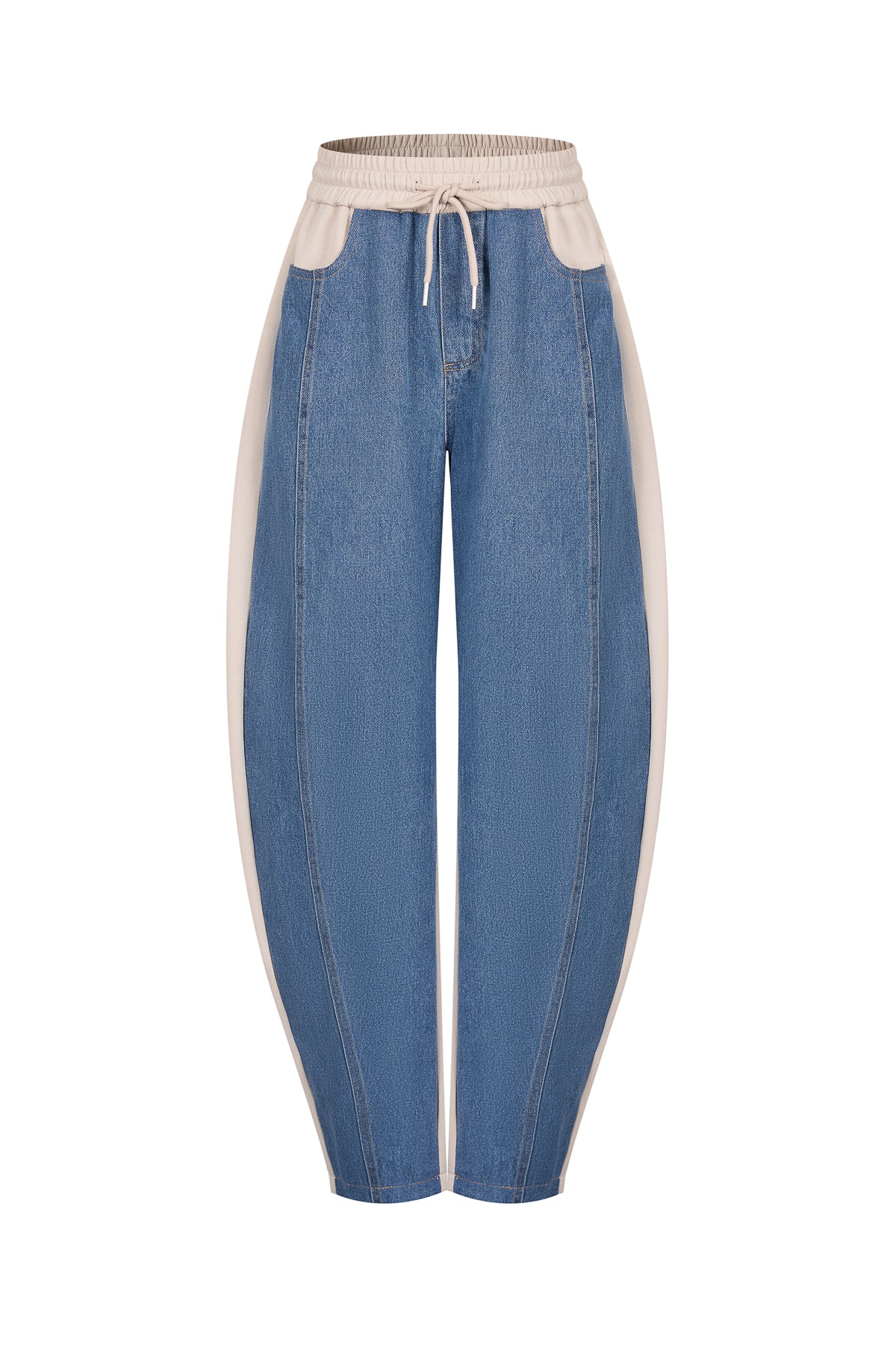 Mix Media Barrel Pants