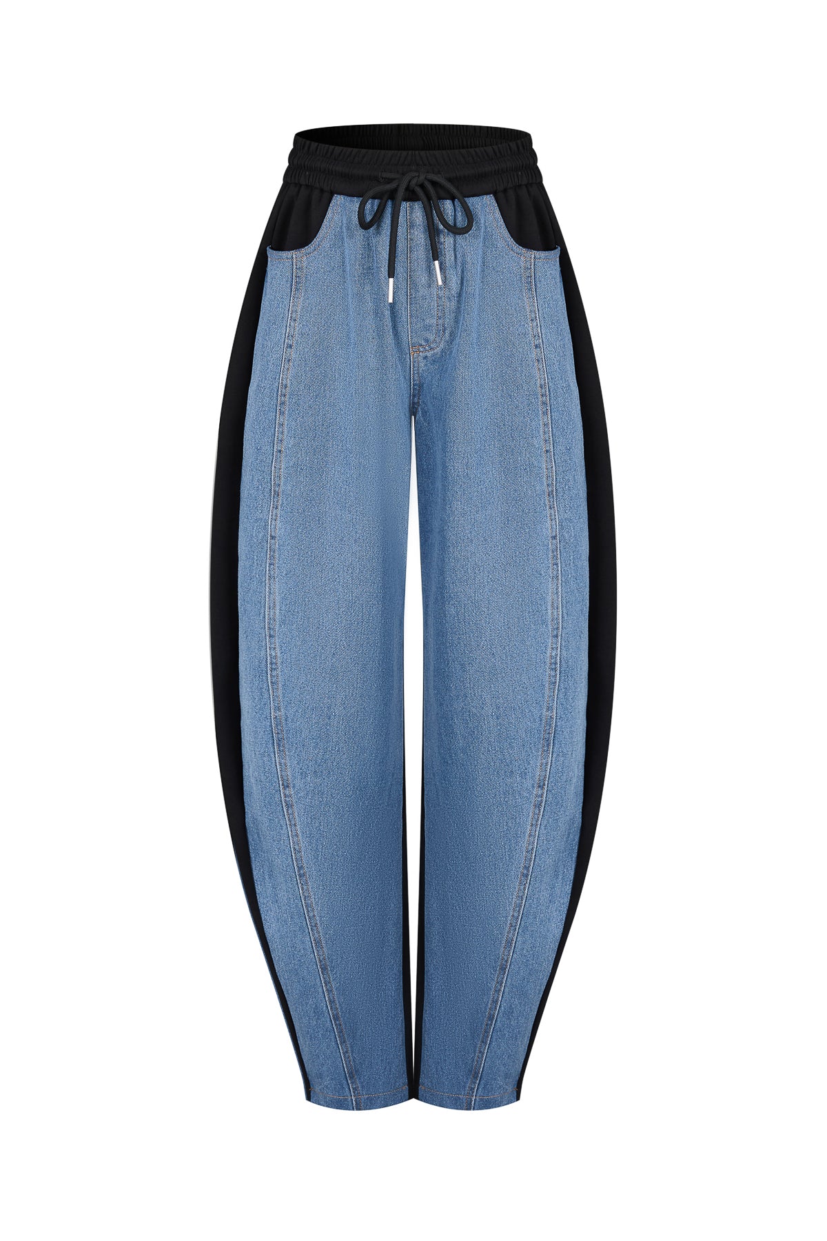Mix Media Barrel Pants