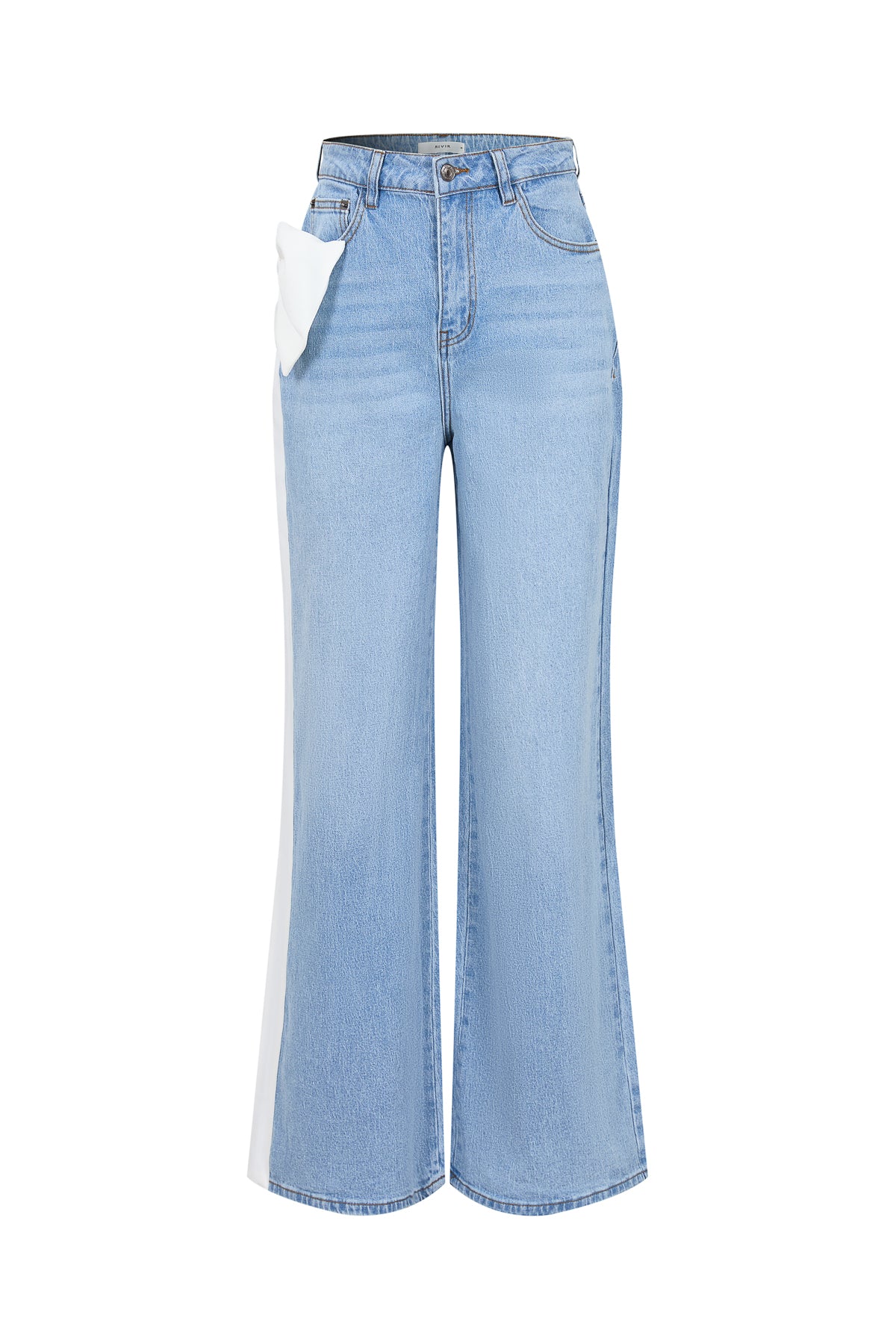 Maison Contrast Ribbon Denim Pants