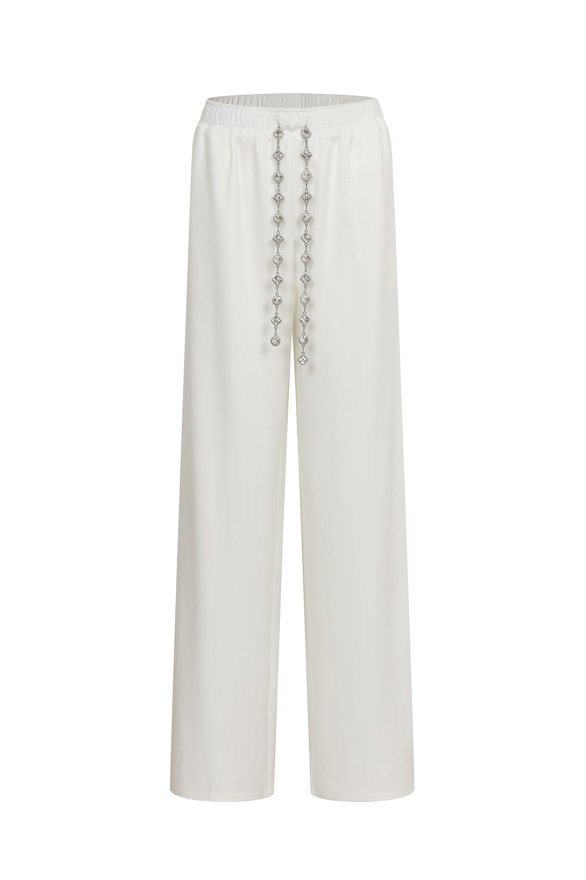 Crystal Drop Knit Wide-Leg Pants