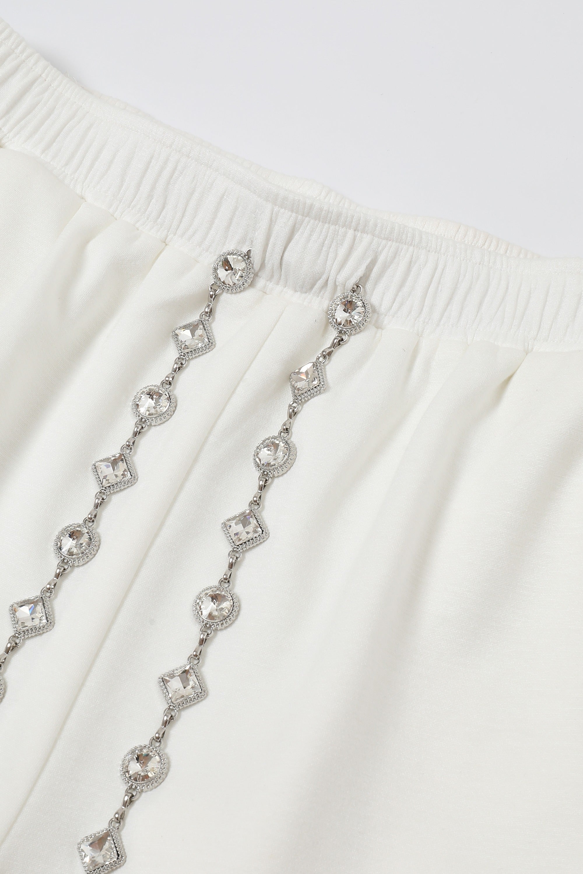 Crystal Drop Knit Wide-Leg Pants