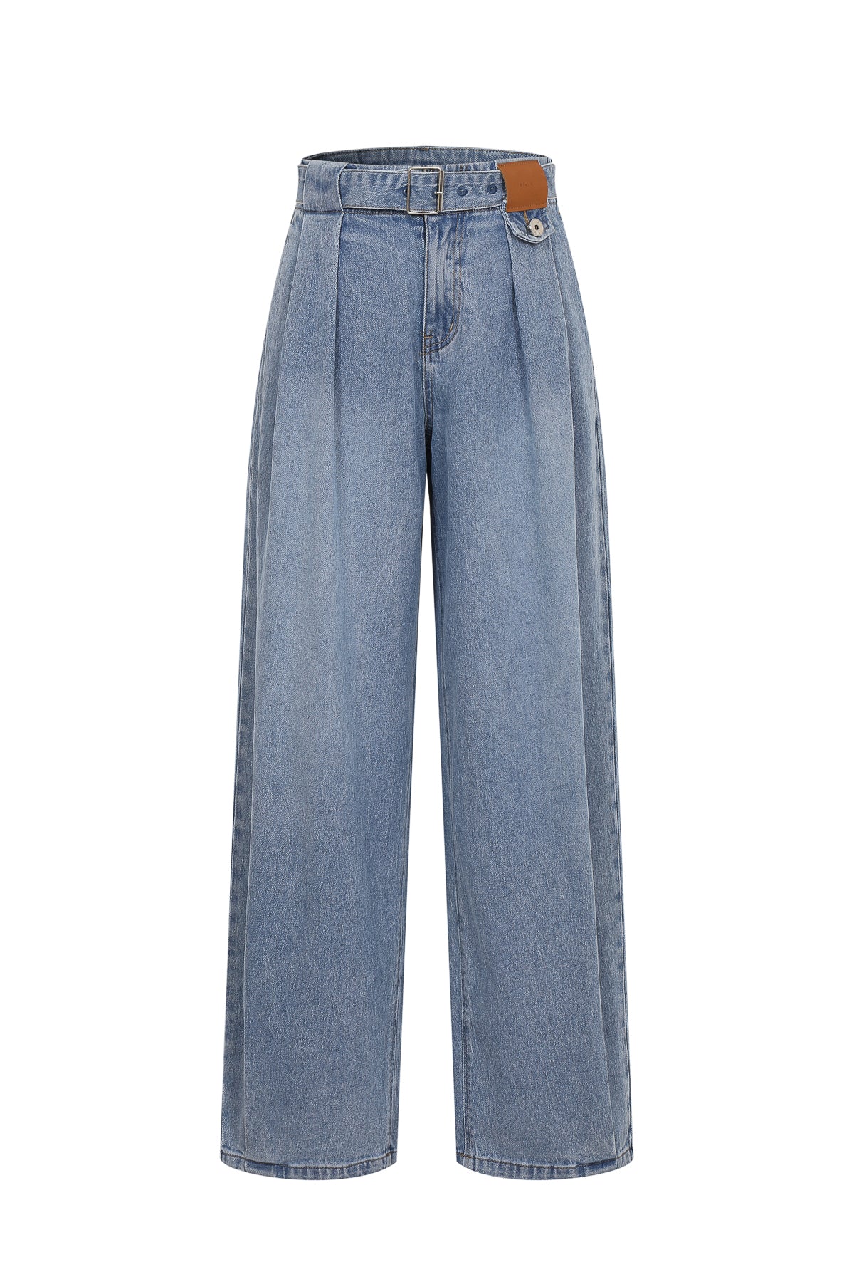 Leonie Pleated Loose Fit Jeans With Belt