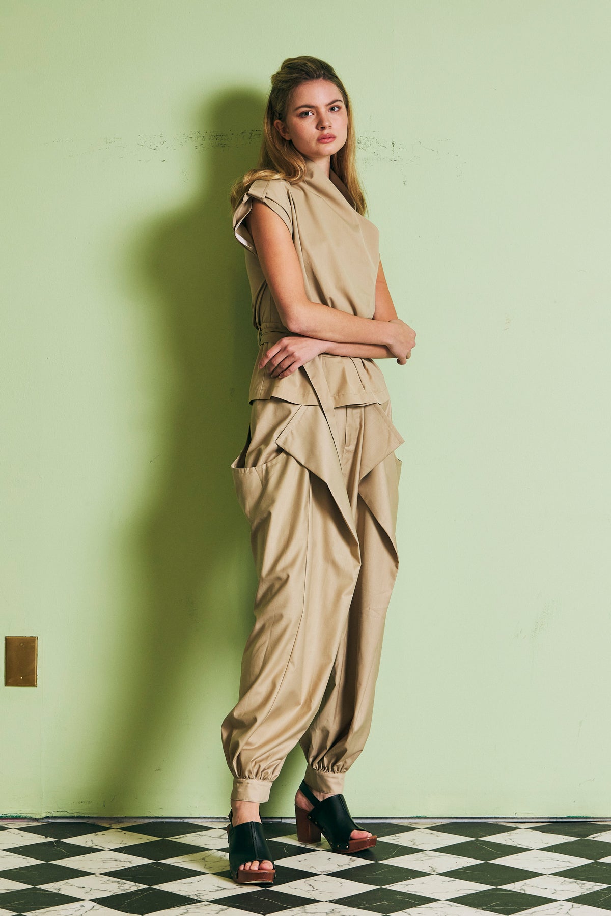 Woven Safari Draped Balloon Pants