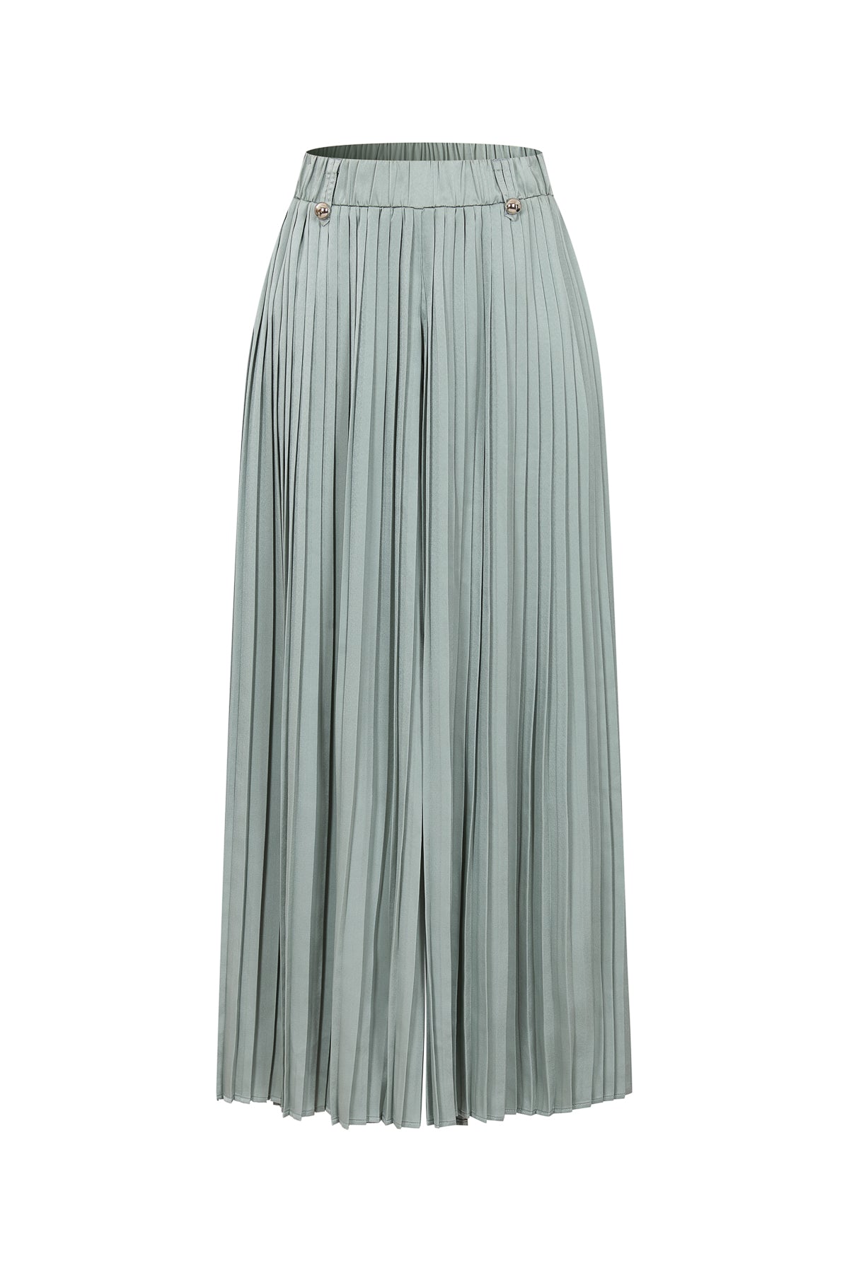 Pleated Wide Leg Pants With Knit Waist Band