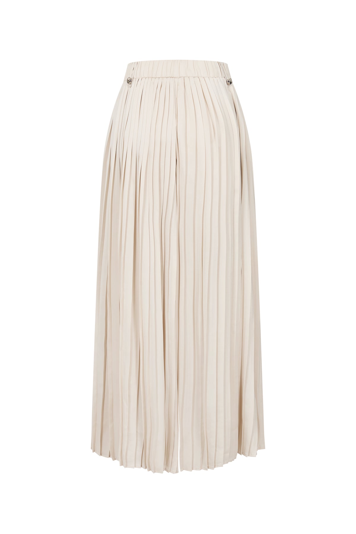 Pleated Wide Leg Pants With Knit Waist Band