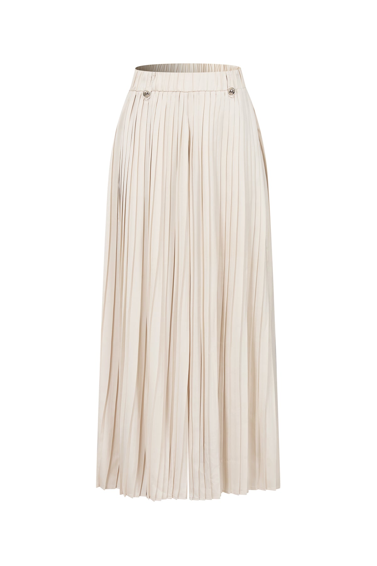 Pleated Wide Leg Pants With Knit Waist Band