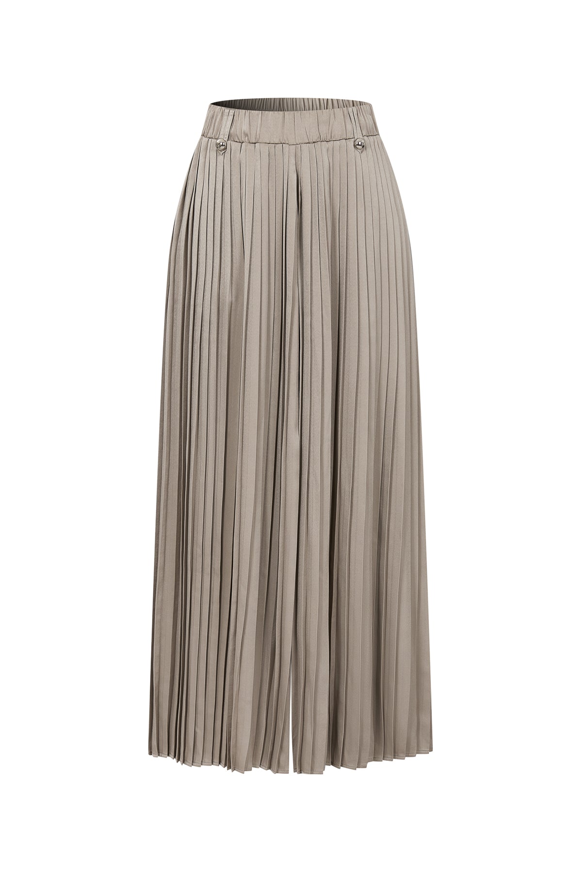 Pleated Wide Leg Pants With Knit Waist Band