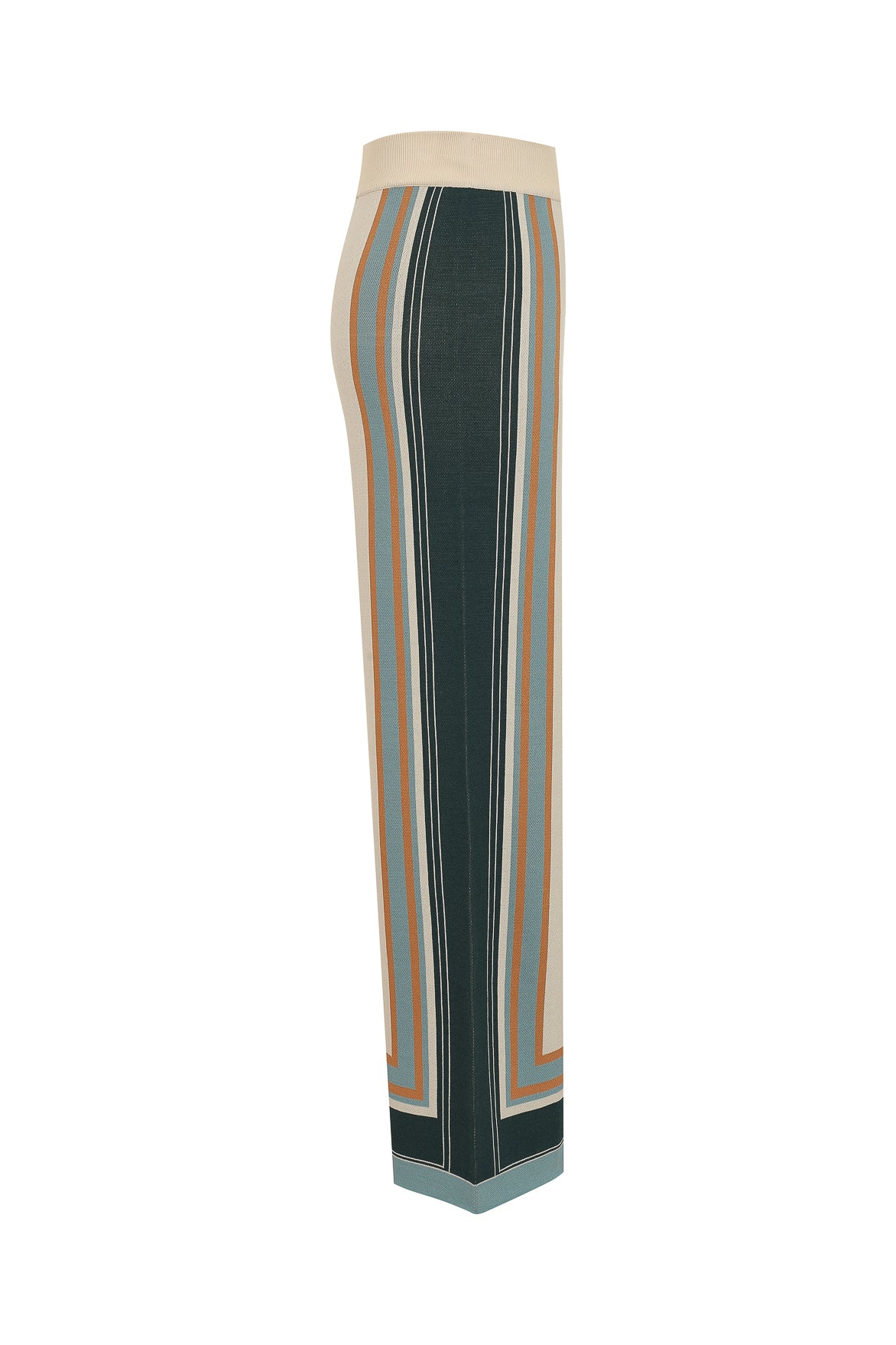 Knit Multi Border Stripe Wide Leg Pants