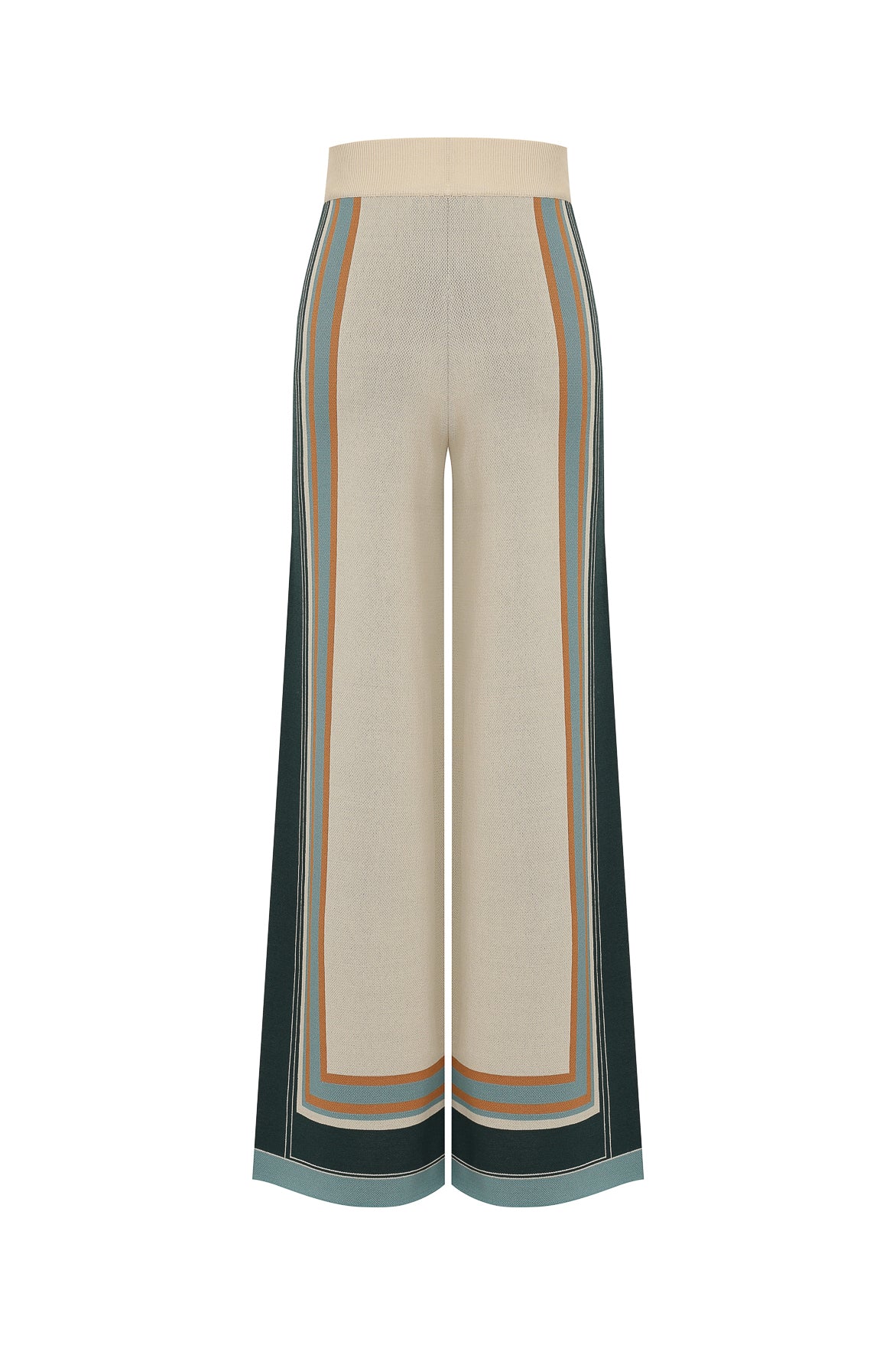 Knit Multi Border Stripe Wide Leg Pants