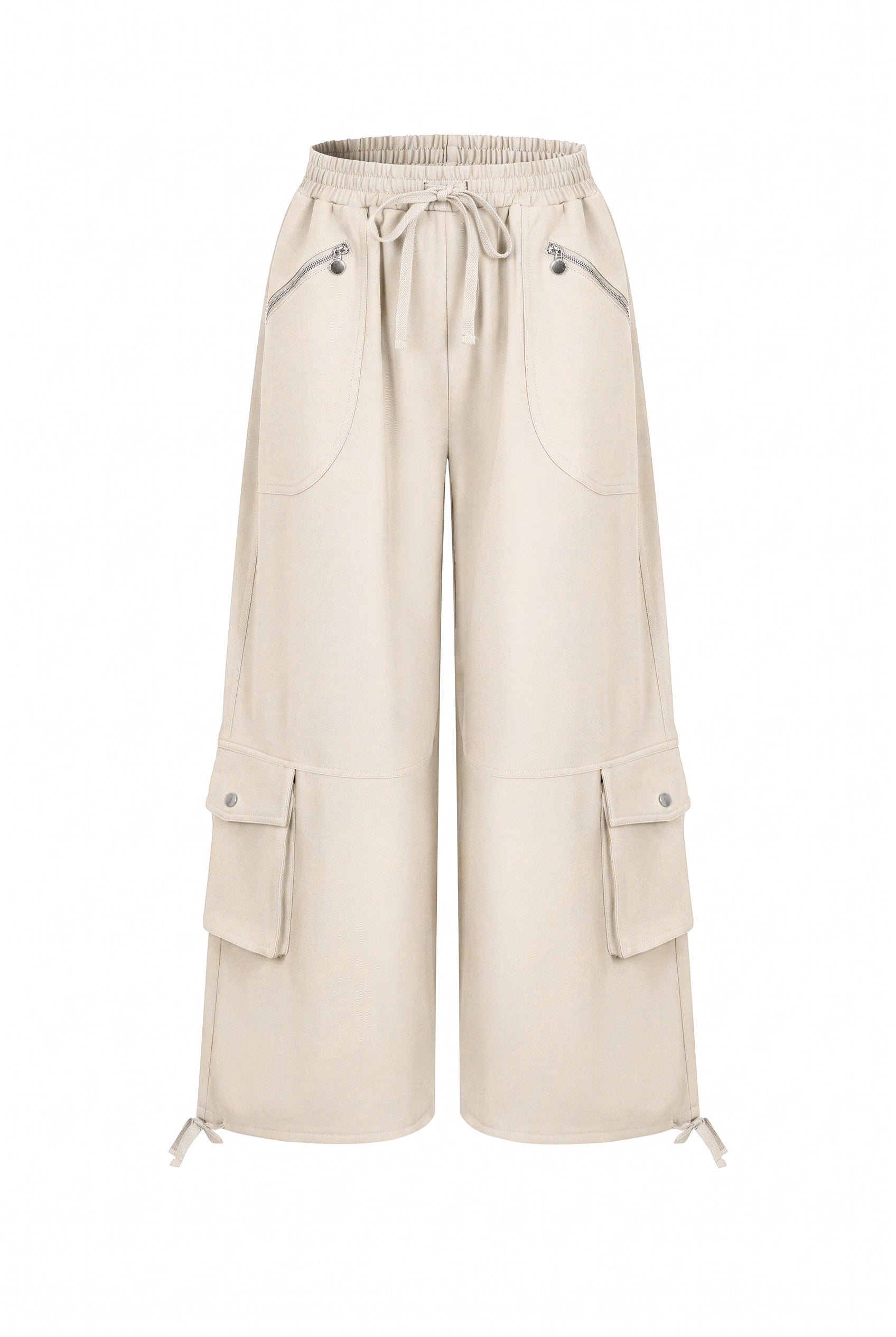 Anette Smocked Waist Balloon Sweatpants With Cargo Pockets