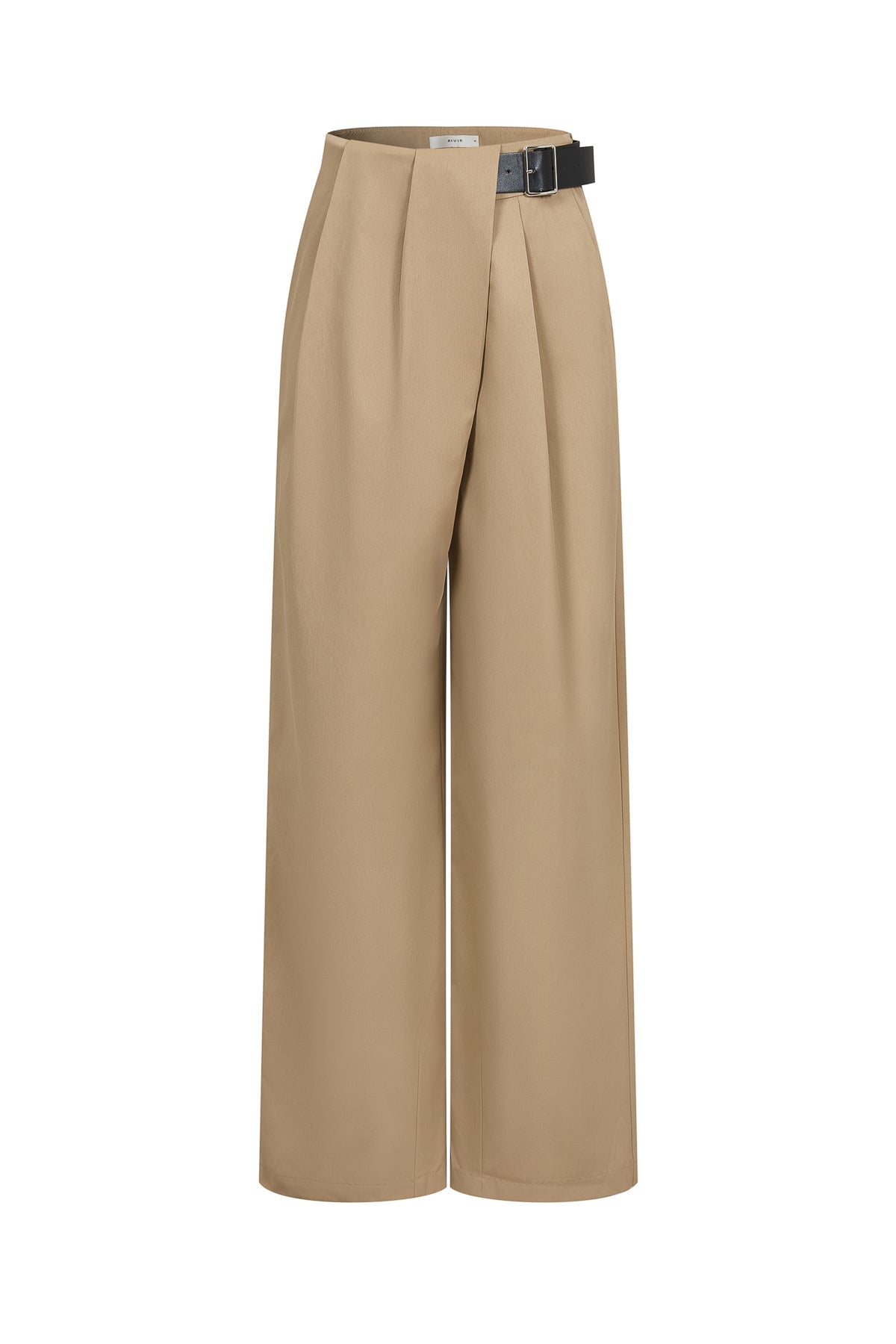 Axelle Woven Asymmetrical Pleated Pants with PU Belt