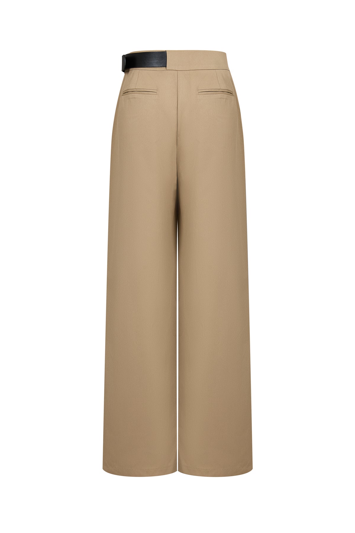 Axelle Woven Asymmetrical Pleated Pants with PU Belt