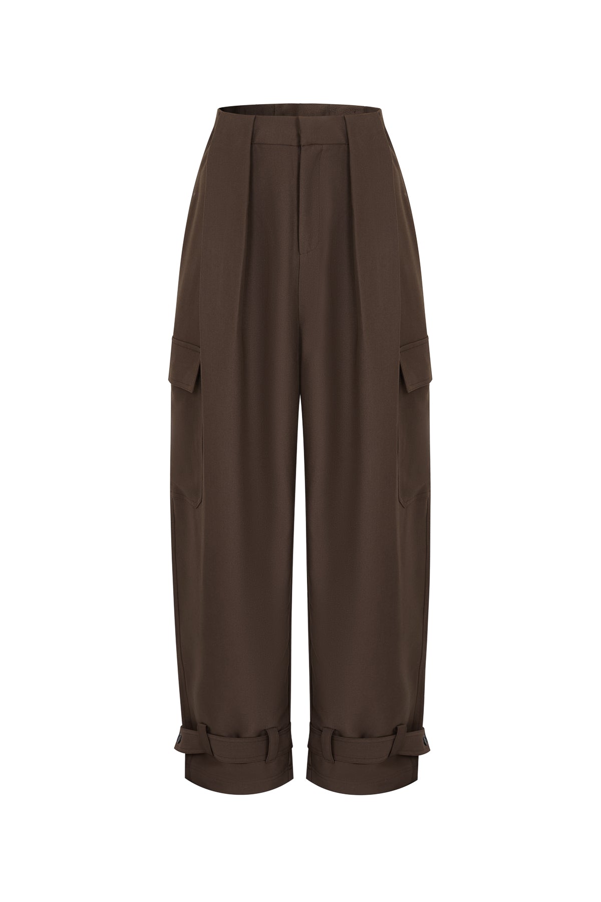 Gaelle Pleated Woven Pants with Adjustable Hem