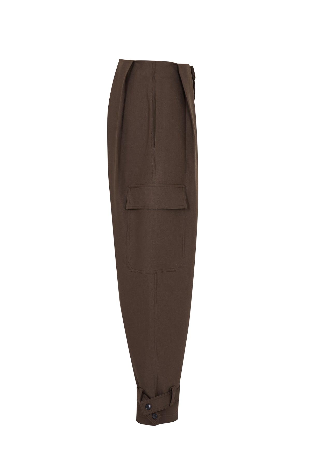 Gaelle Pleated Woven Pants with Adjustable Hem