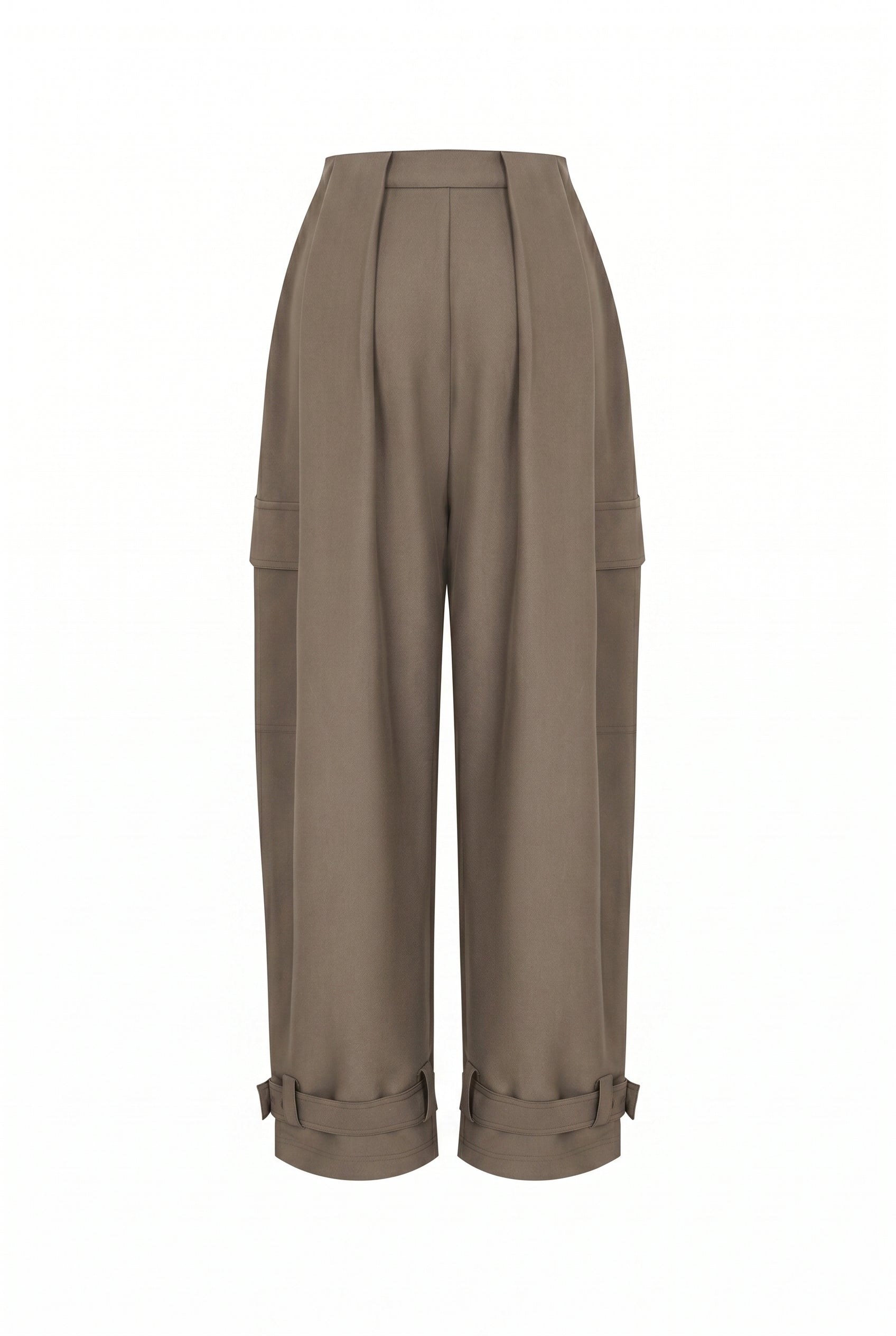 Gaelle Pleated Woven Pants with Adjustable Hem