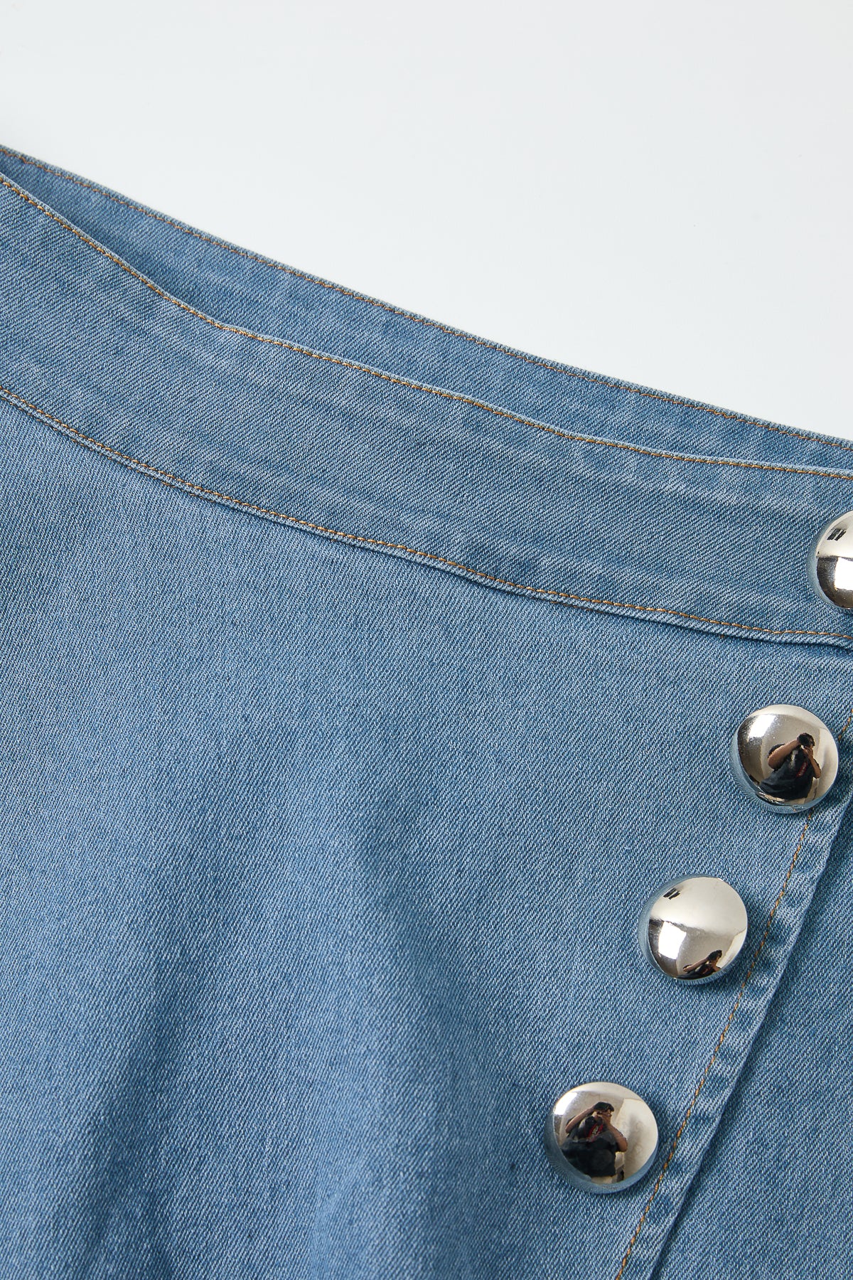 Nathalie Denim Overlay Pants With Button Accents