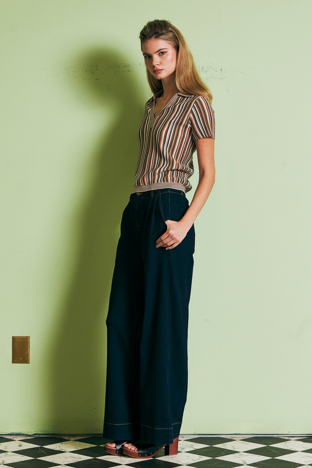 The Regent Tailored Denim Wide Leg Pants