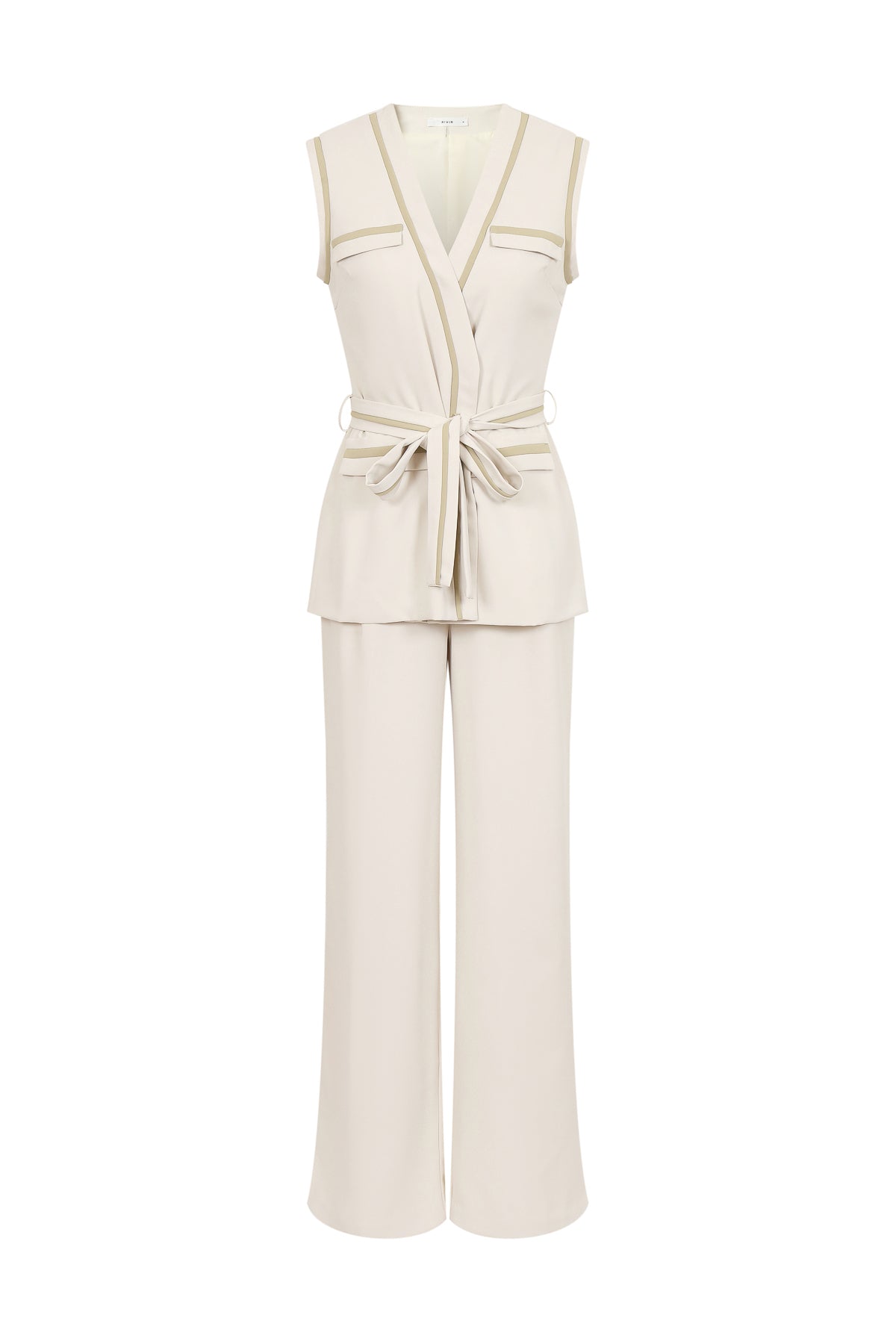 Polished Structure Sleeveless Woven Vest & Pants Set