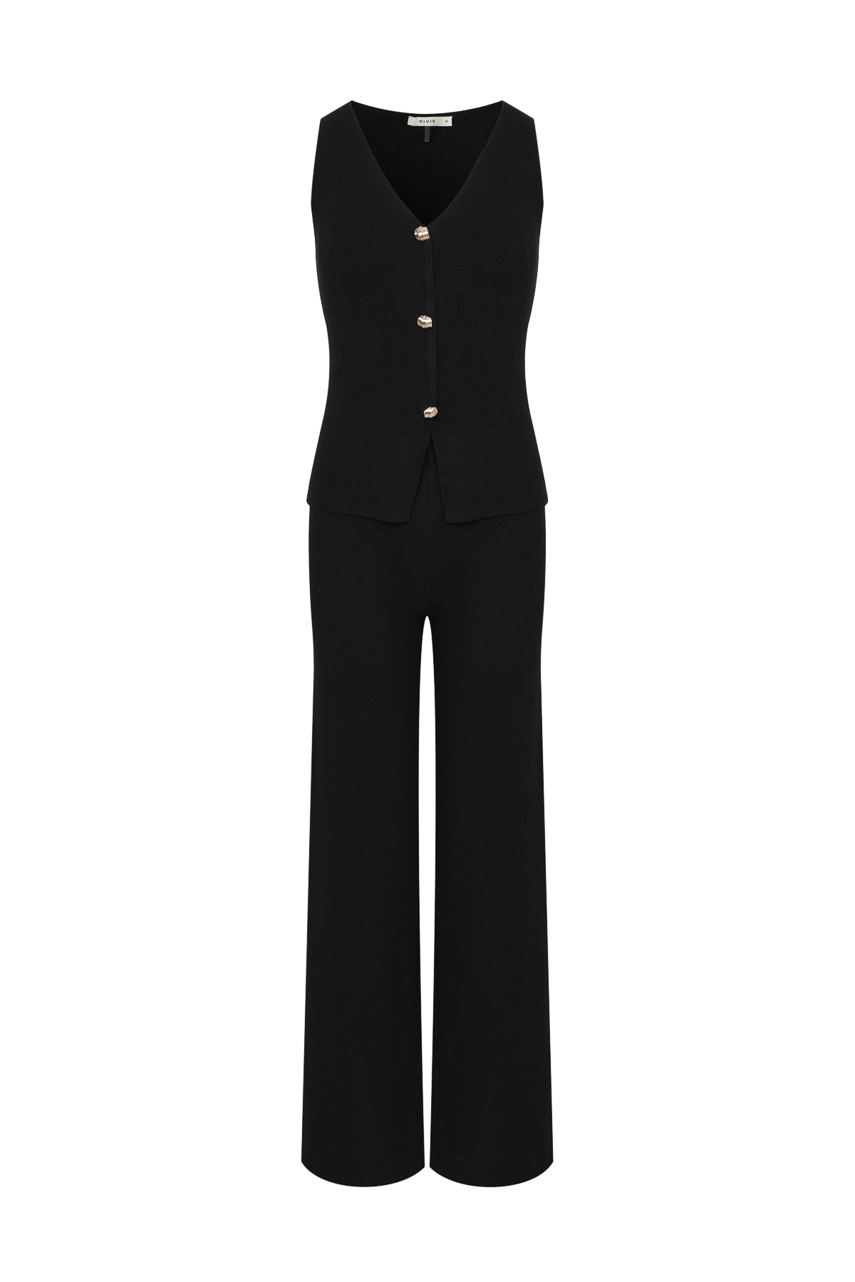 Cashmere Canvas Sleeveless Knit Vest & Pants Set