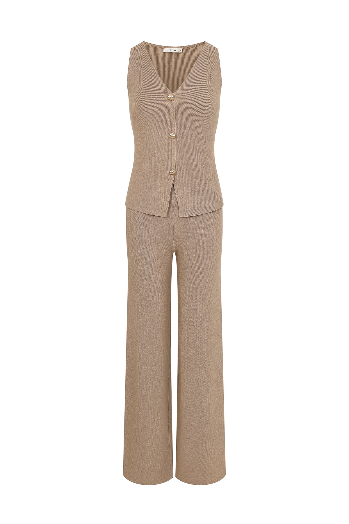 Cashmere Canvas Sleeveless Knit Vest & Pants Set