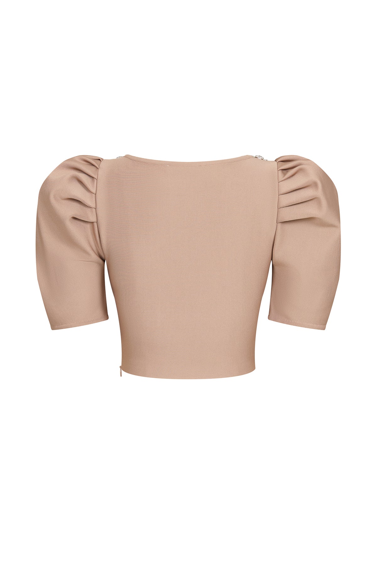bandage top with rhinestones and flared skirt