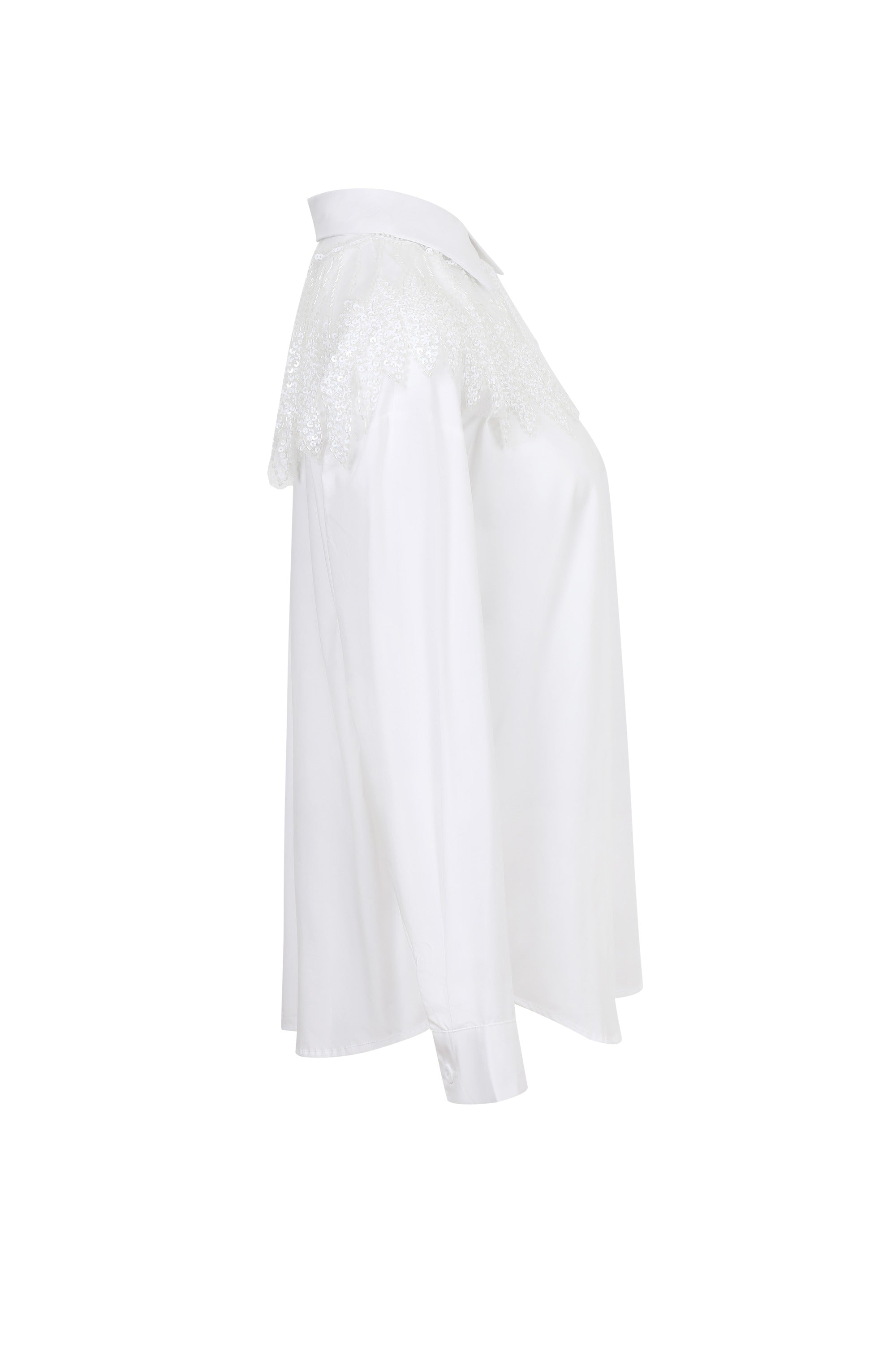 Embellished Yoke Woven Long Sleeve Top