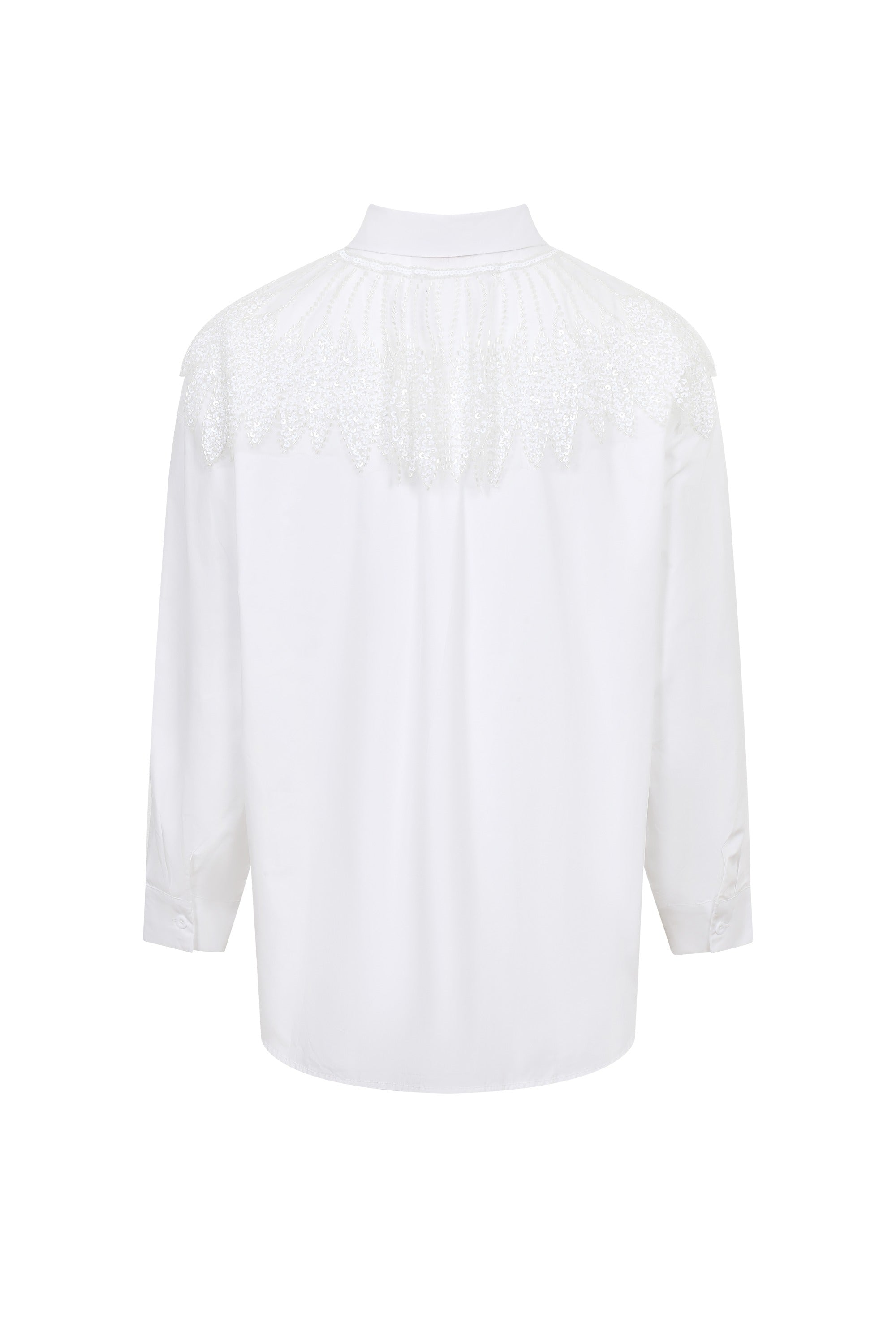 Embellished Yoke Woven Long Sleeve Top