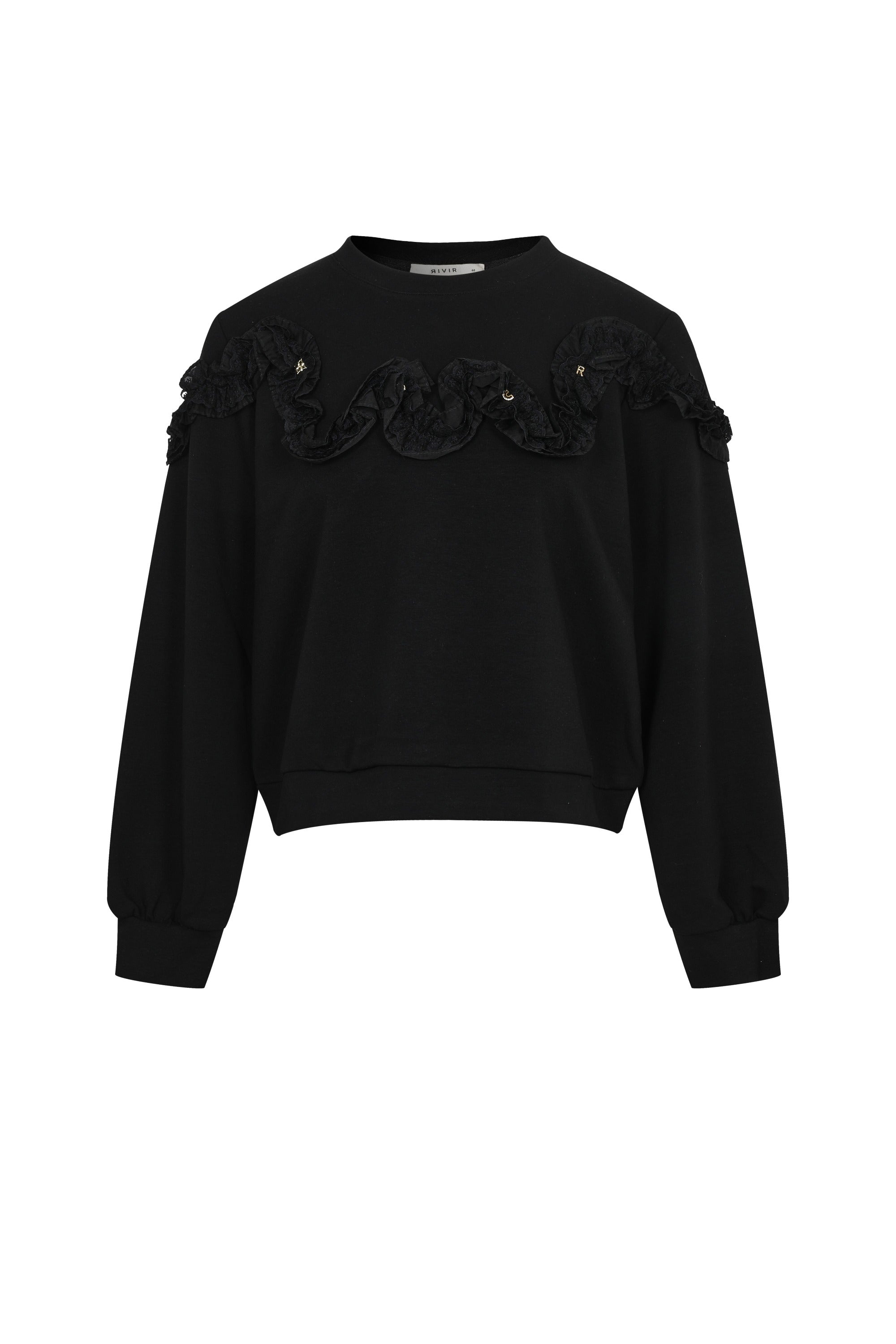 The Filigree Fleece Ruffle Accent Knit Sweatshirt