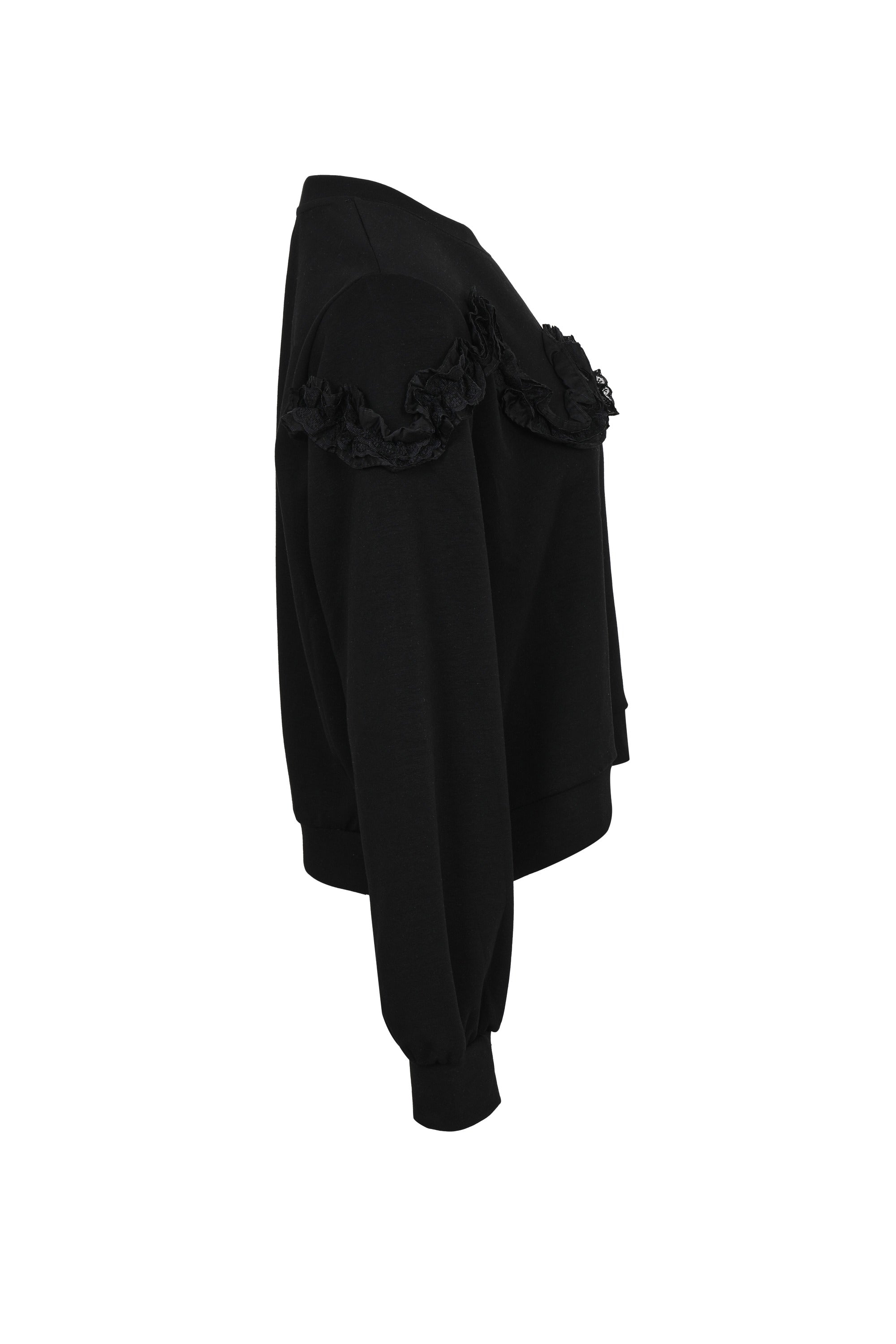 The Filigree Fleece Ruffle Accent Knit Sweatshirt