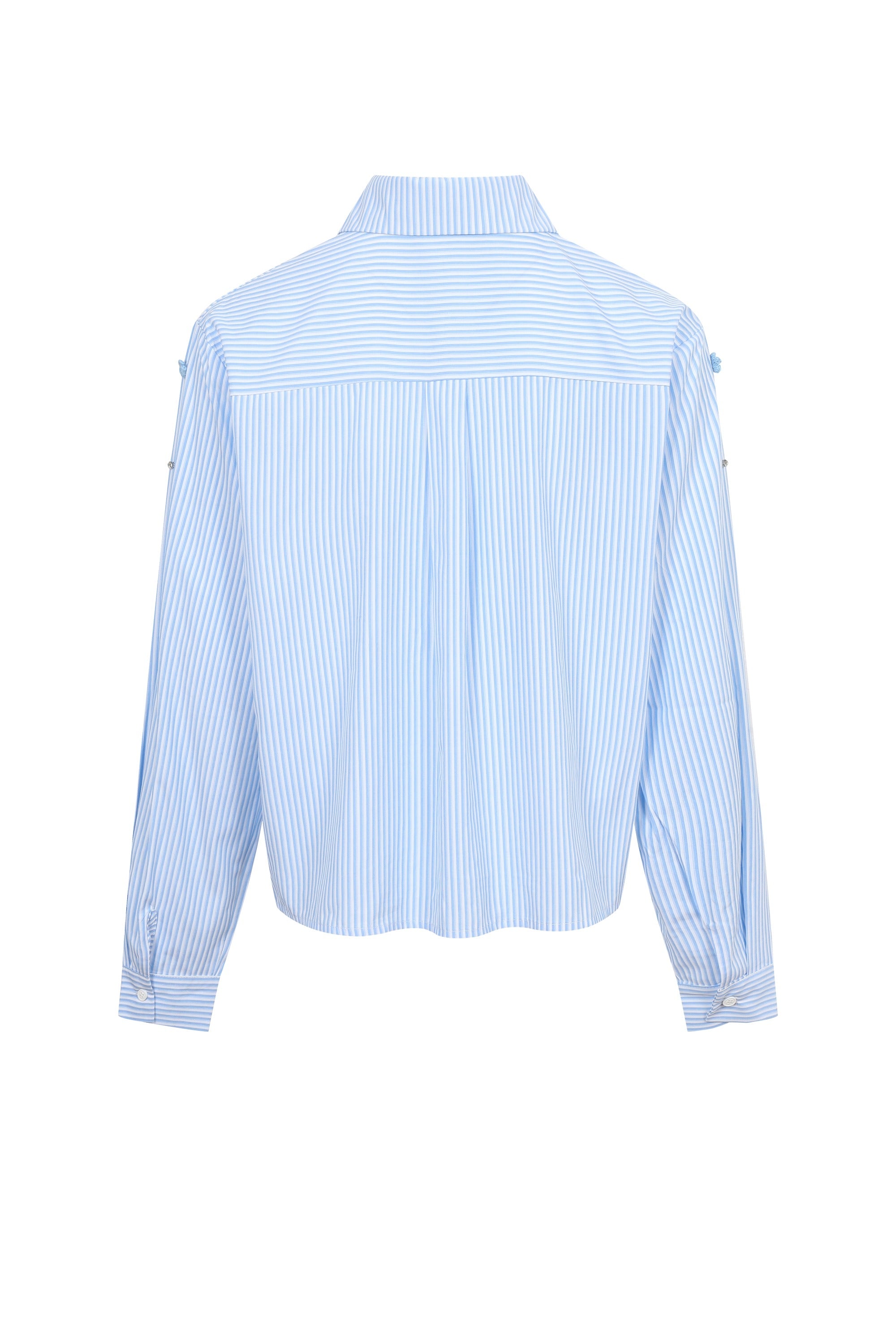 Flower and Rhinestone Embellished Stripe Shirt