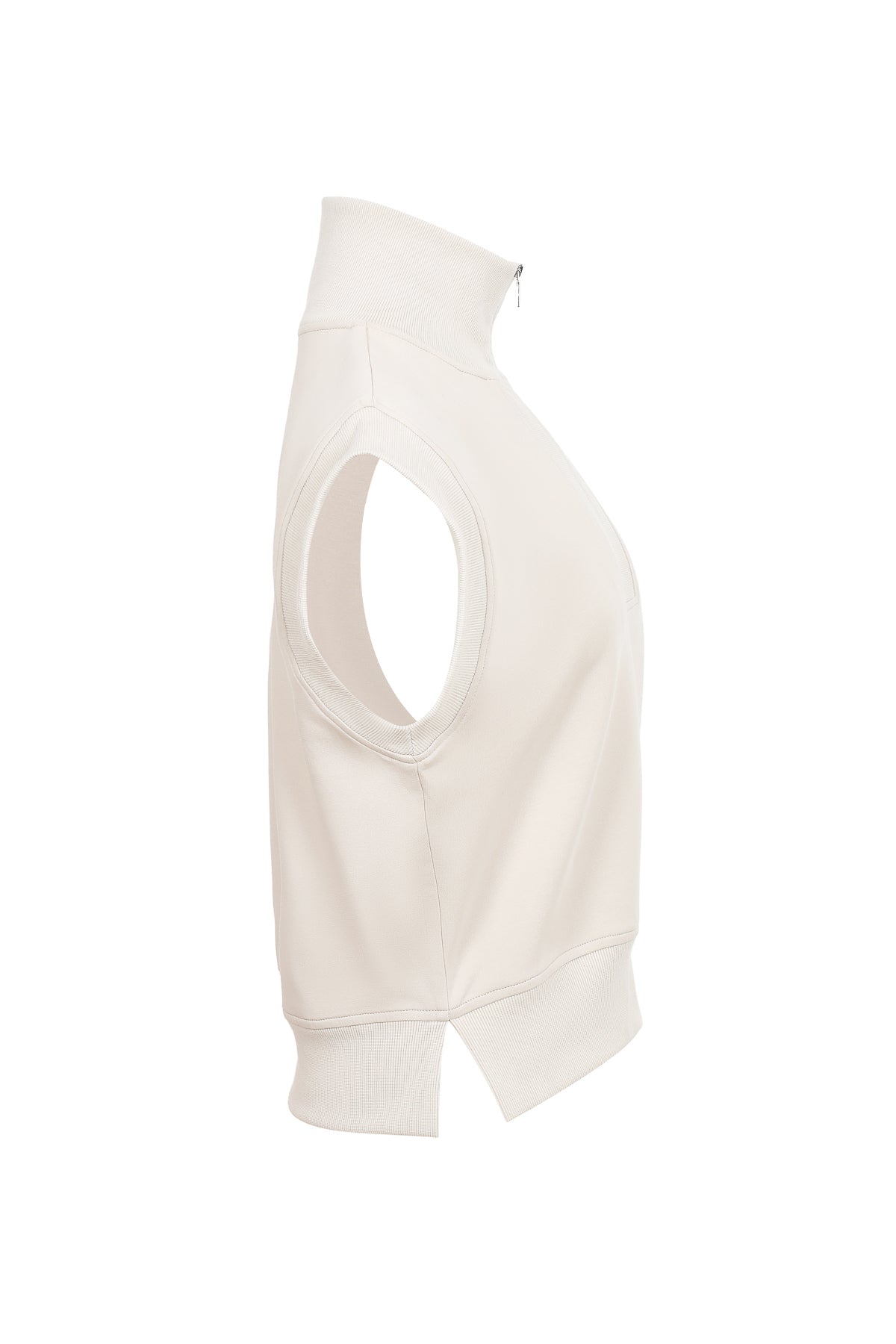 Apex Zip sleeveless Knit Top With Rib Detail