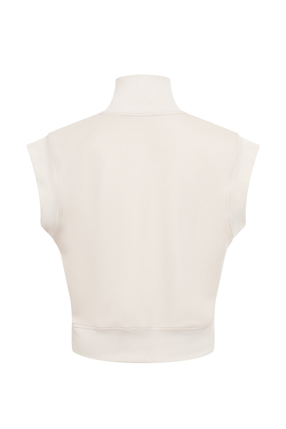 Apex Zip sleeveless Knit Top With Rib Detail