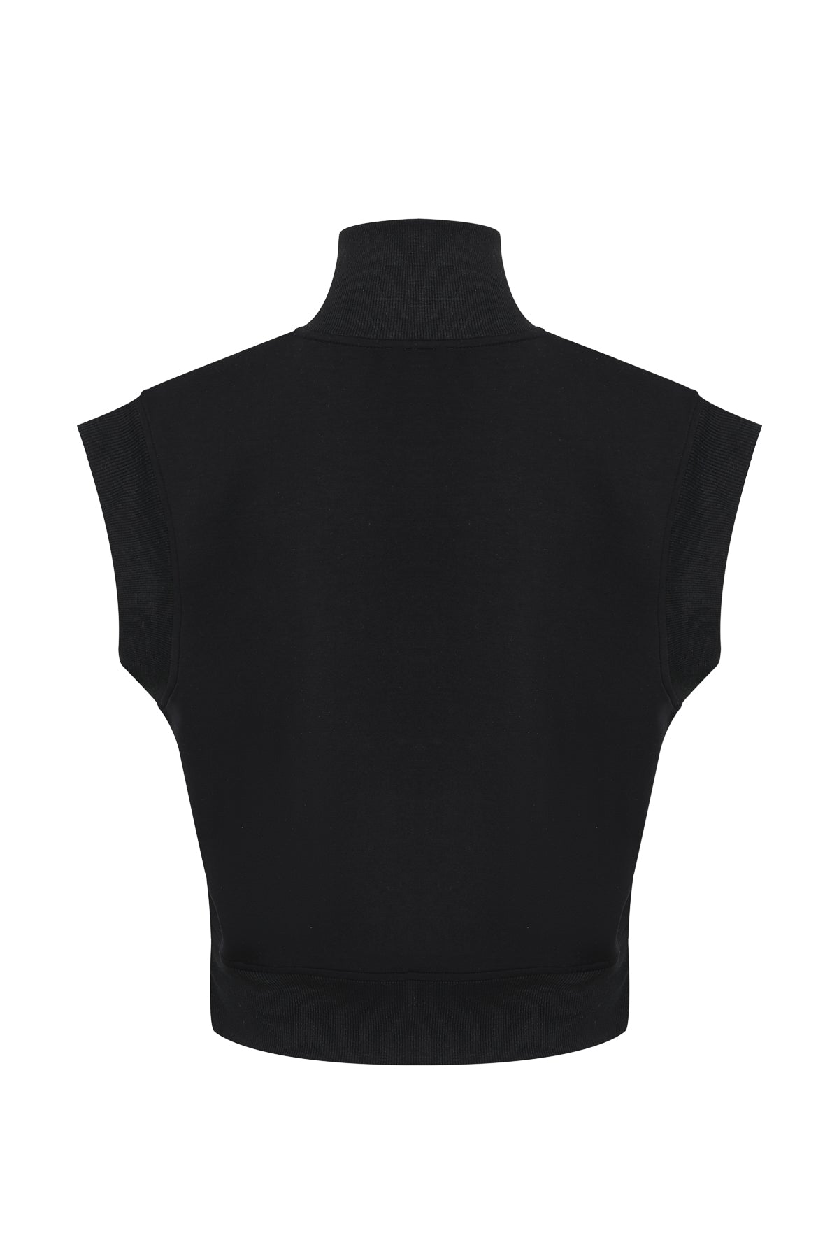 Apex Zip sleeveless Knit Top With Rib Detail