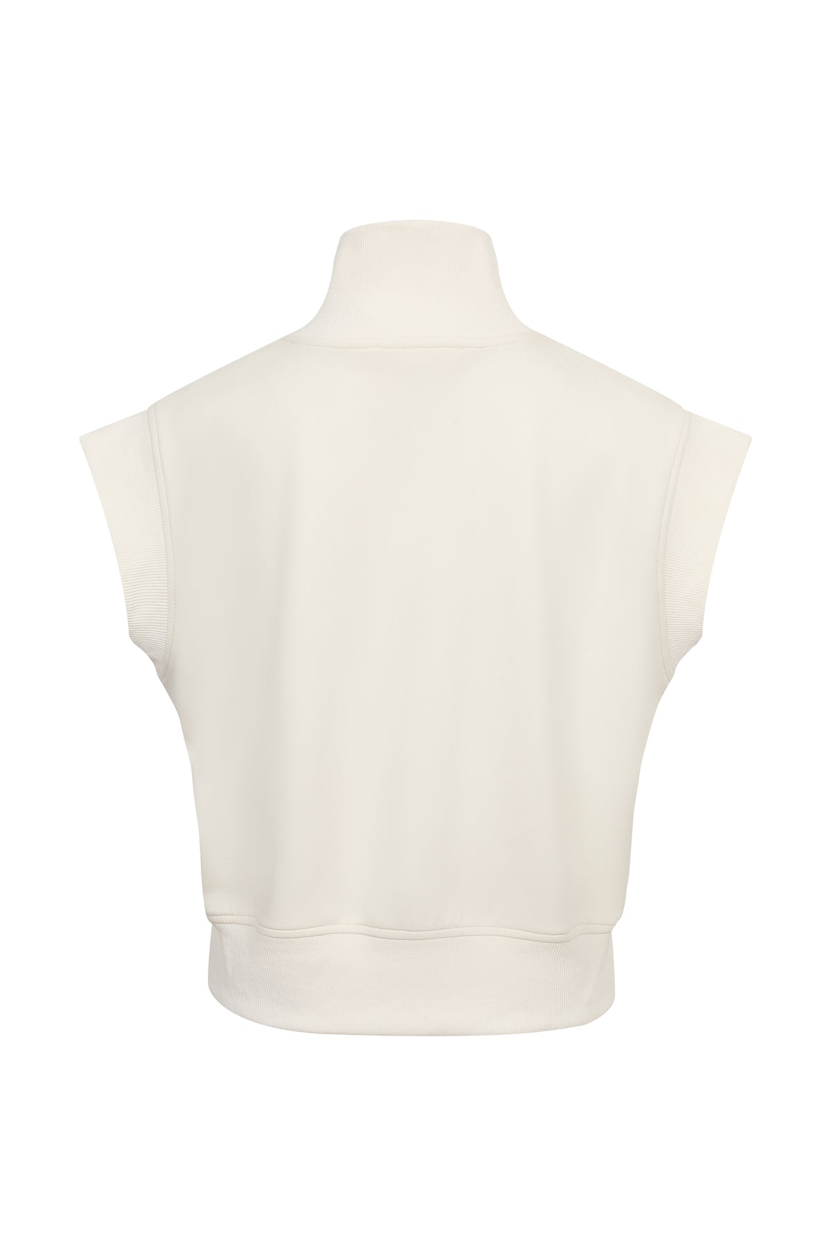Apex Zip sleeveless Knit Top With Rib Detail