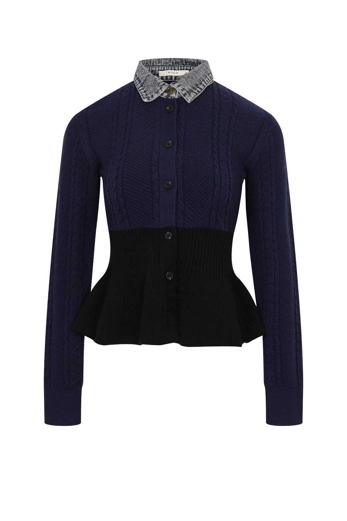 Cable Knit Denim Mix Top